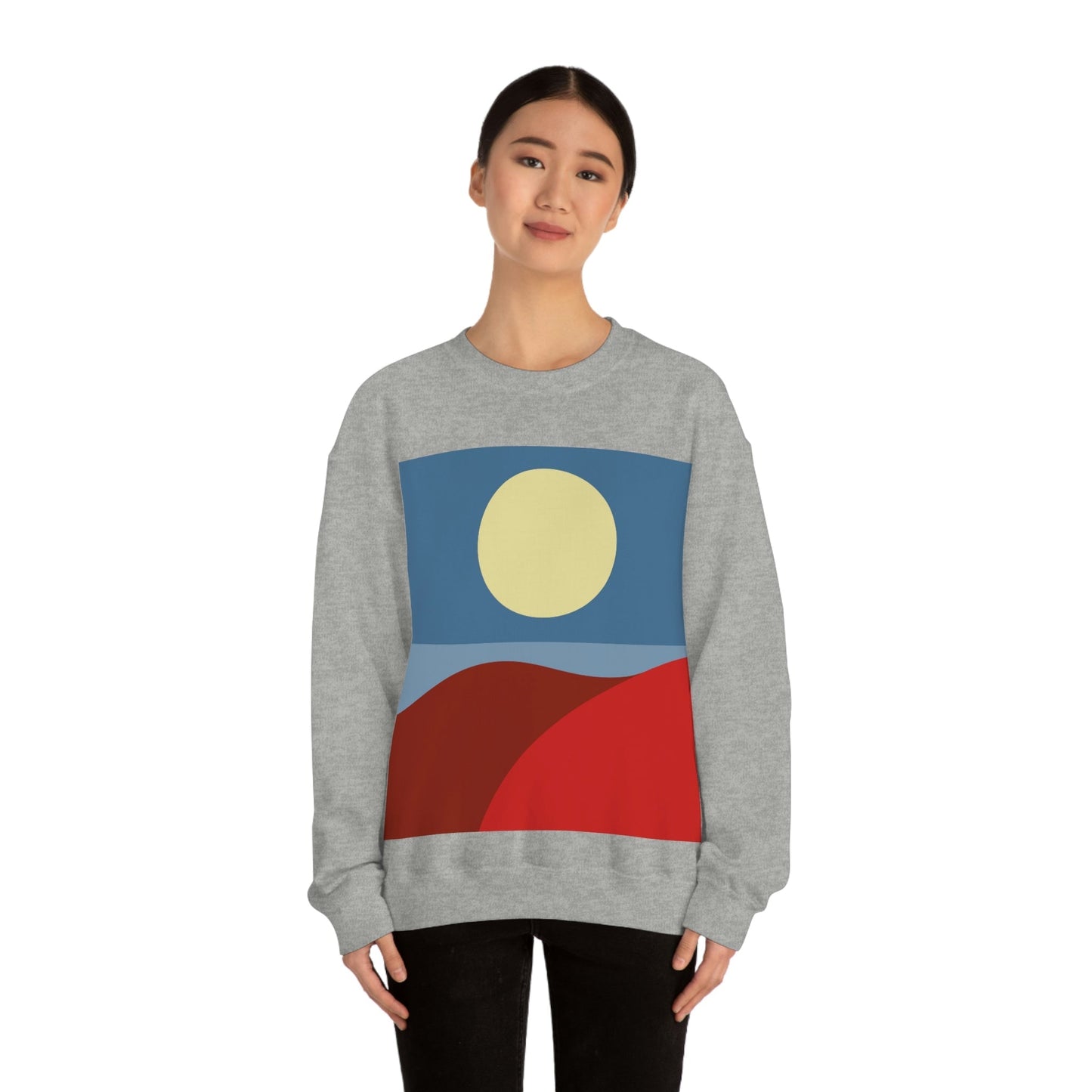 Desert Sunset Abstract Minimal Art Minimalistic Unisex Heavy Blend™ Crewneck Sweatshirt Ichaku [Perfect Gifts Selection]