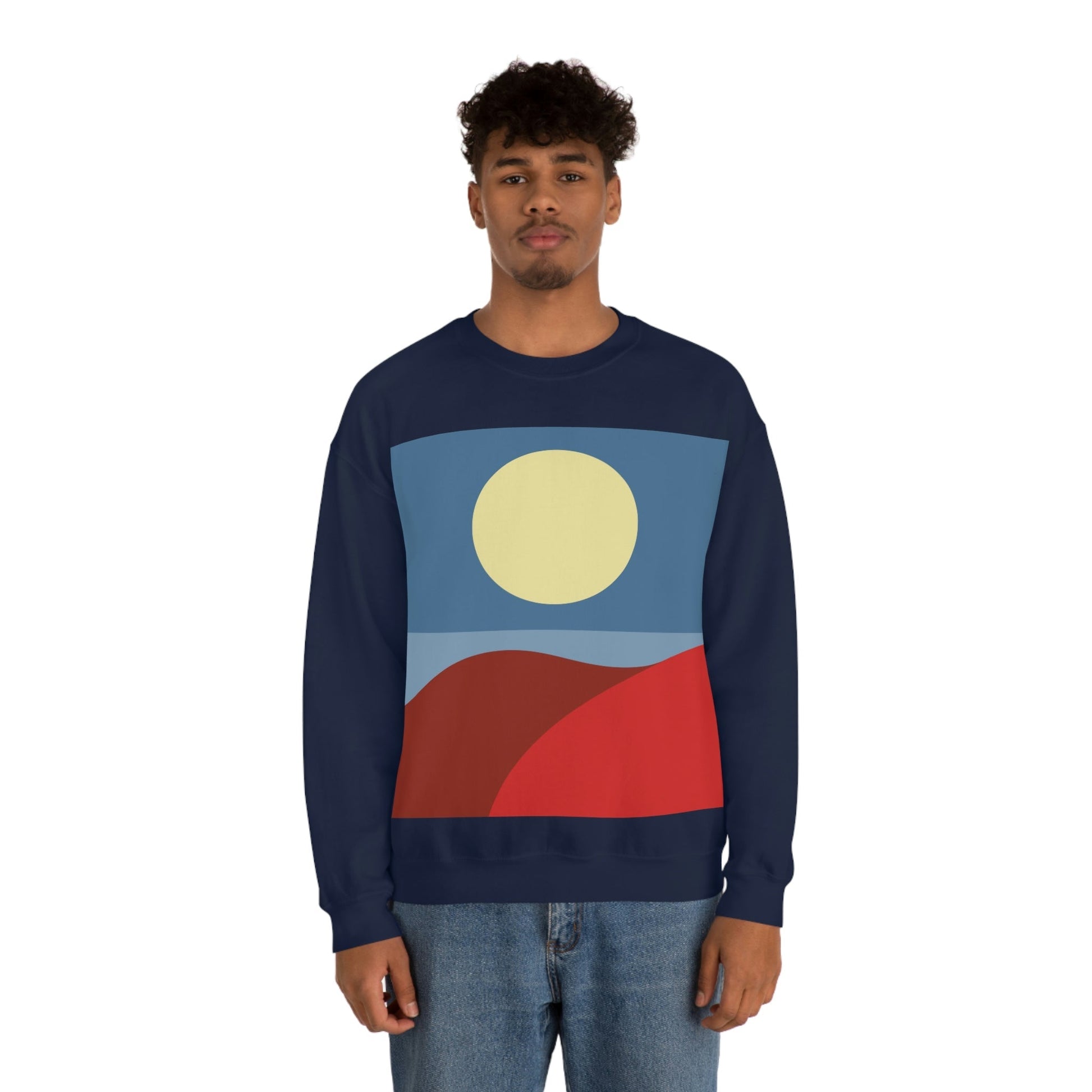 Desert Sunset Abstract Minimal Art Minimalistic Unisex Heavy Blend™ Crewneck Sweatshirt Ichaku [Perfect Gifts Selection]