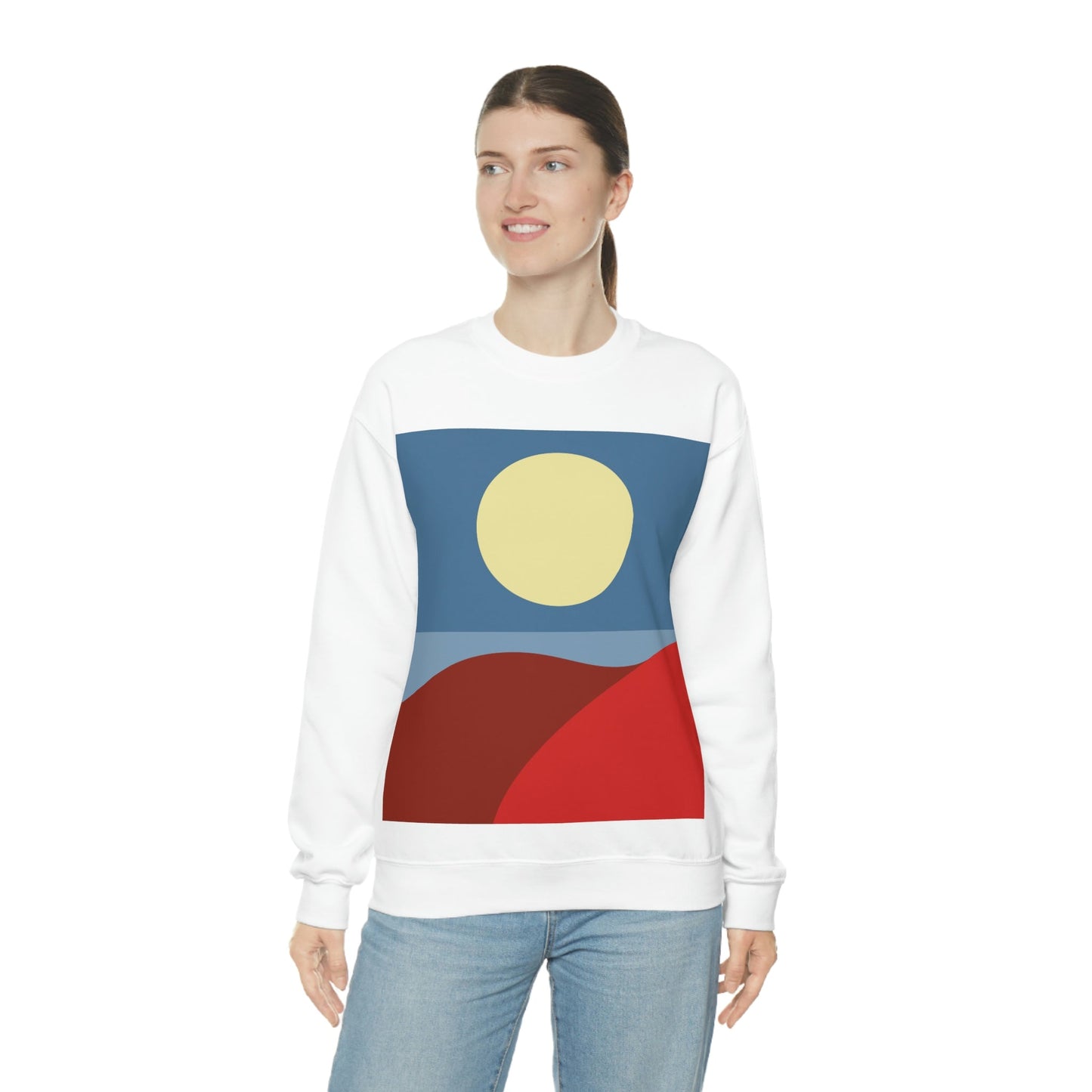 Desert Sunset Abstract Minimal Art Minimalistic Unisex Heavy Blend™ Crewneck Sweatshirt Ichaku [Perfect Gifts Selection]