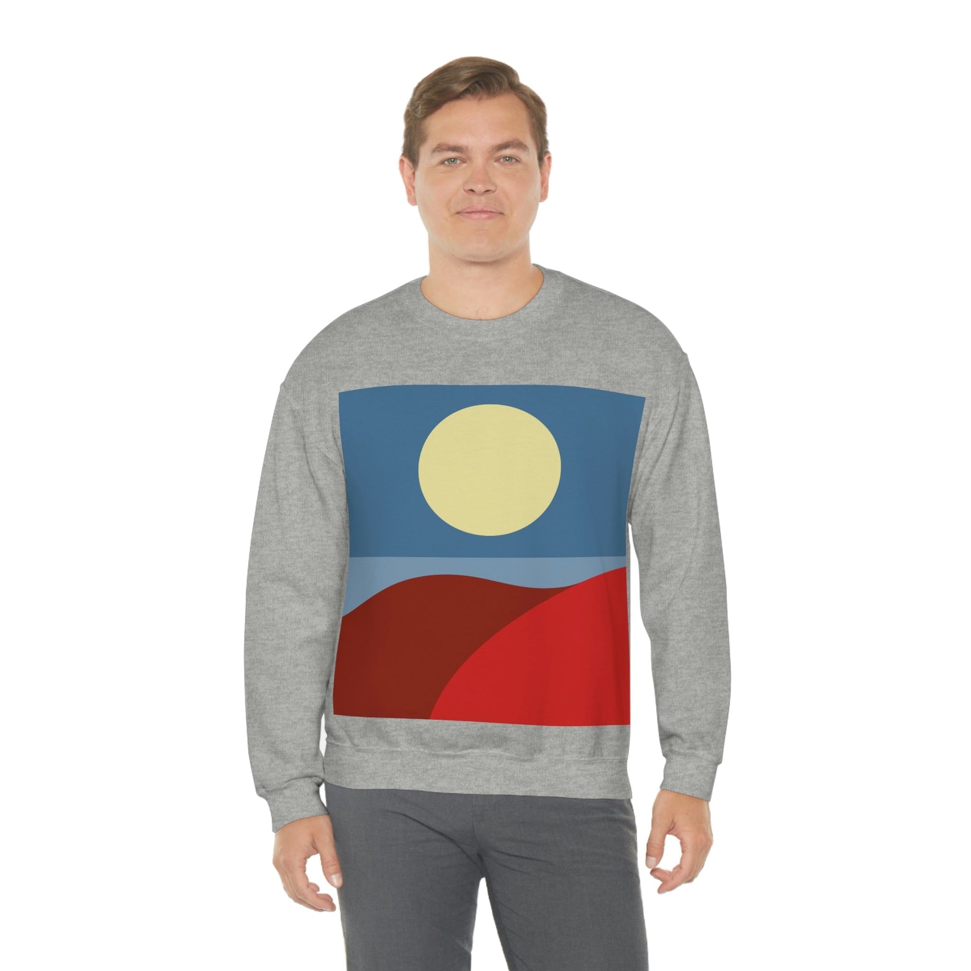 Desert Sunset Abstract Minimal Art Minimalistic Unisex Heavy Blend™ Crewneck Sweatshirt Ichaku [Perfect Gifts Selection]