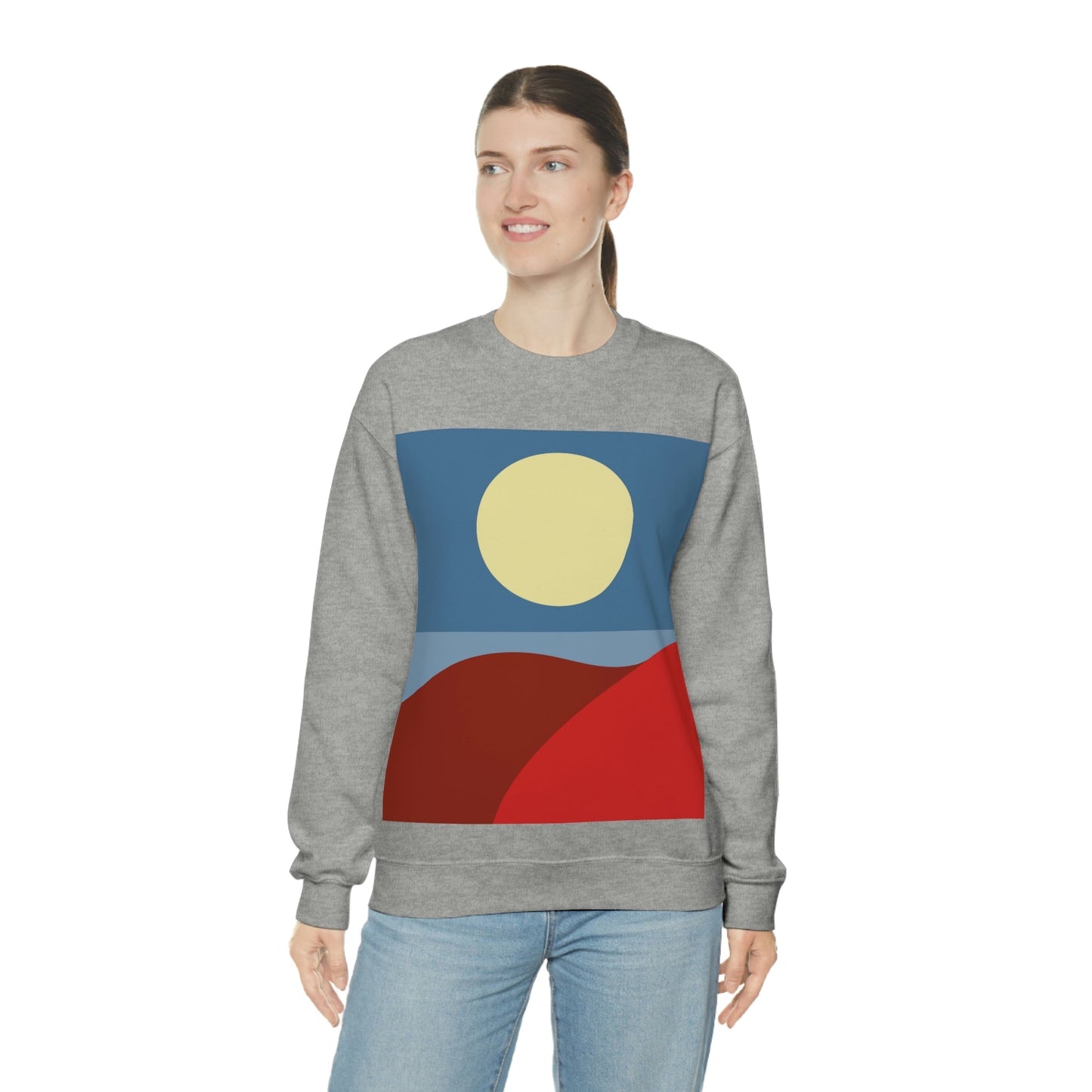 Desert Sunset Abstract Minimal Art Minimalistic Unisex Heavy Blend™ Crewneck Sweatshirt Ichaku [Perfect Gifts Selection]