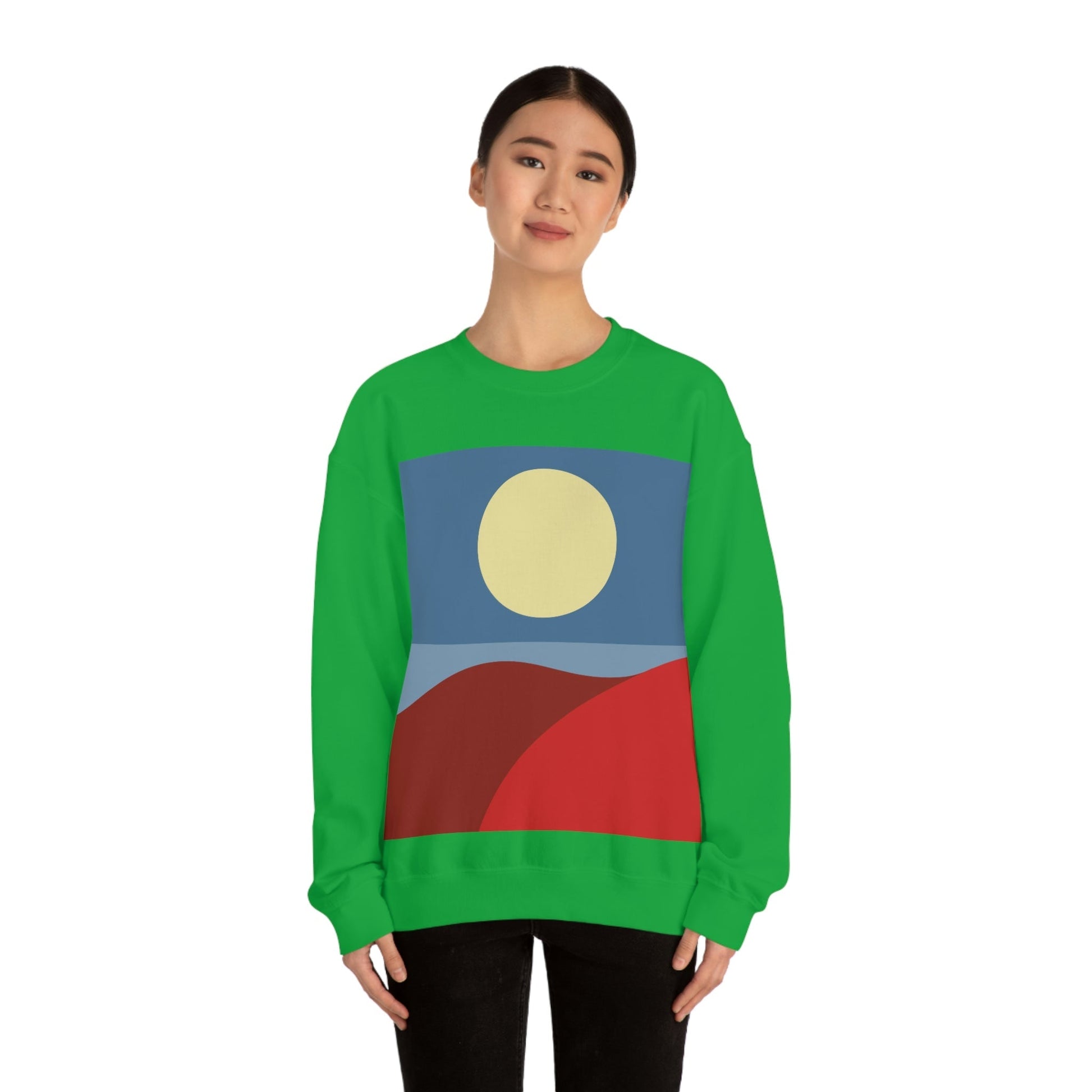 Desert Sunset Abstract Minimal Art Minimalistic Unisex Heavy Blend™ Crewneck Sweatshirt Ichaku [Perfect Gifts Selection]