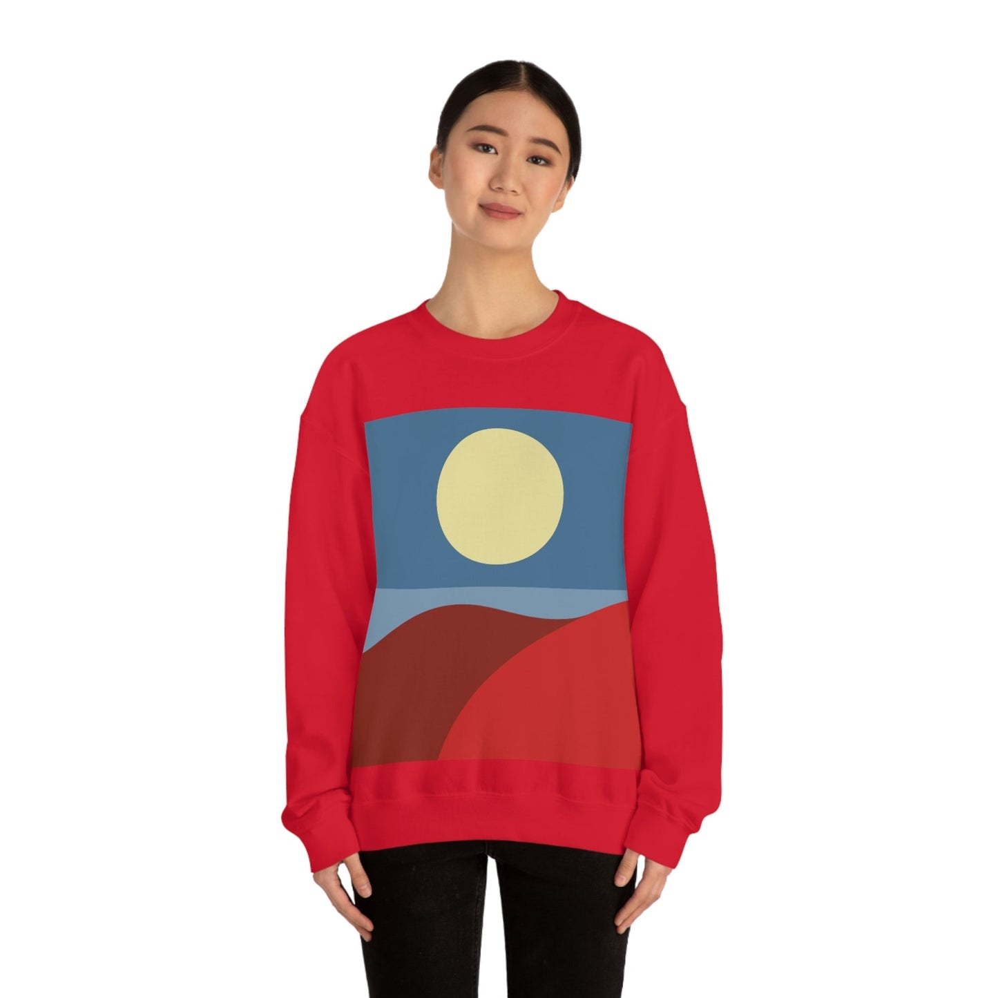 Desert Sunset Abstract Minimal Art Minimalistic Unisex Heavy Blend™ Crewneck Sweatshirt Ichaku [Perfect Gifts Selection]