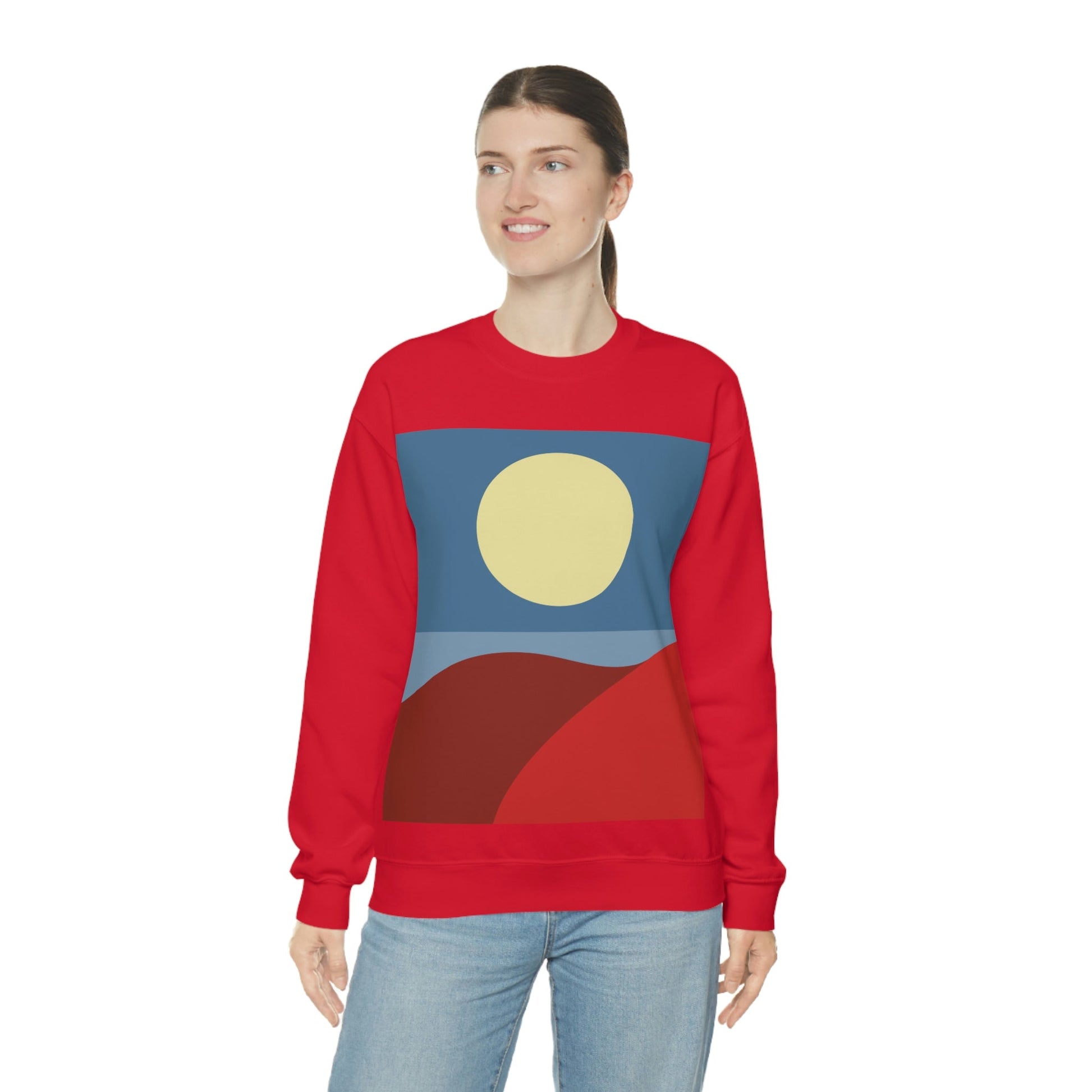 Desert Sunset Abstract Minimal Art Minimalistic Unisex Heavy Blend™ Crewneck Sweatshirt Ichaku [Perfect Gifts Selection]