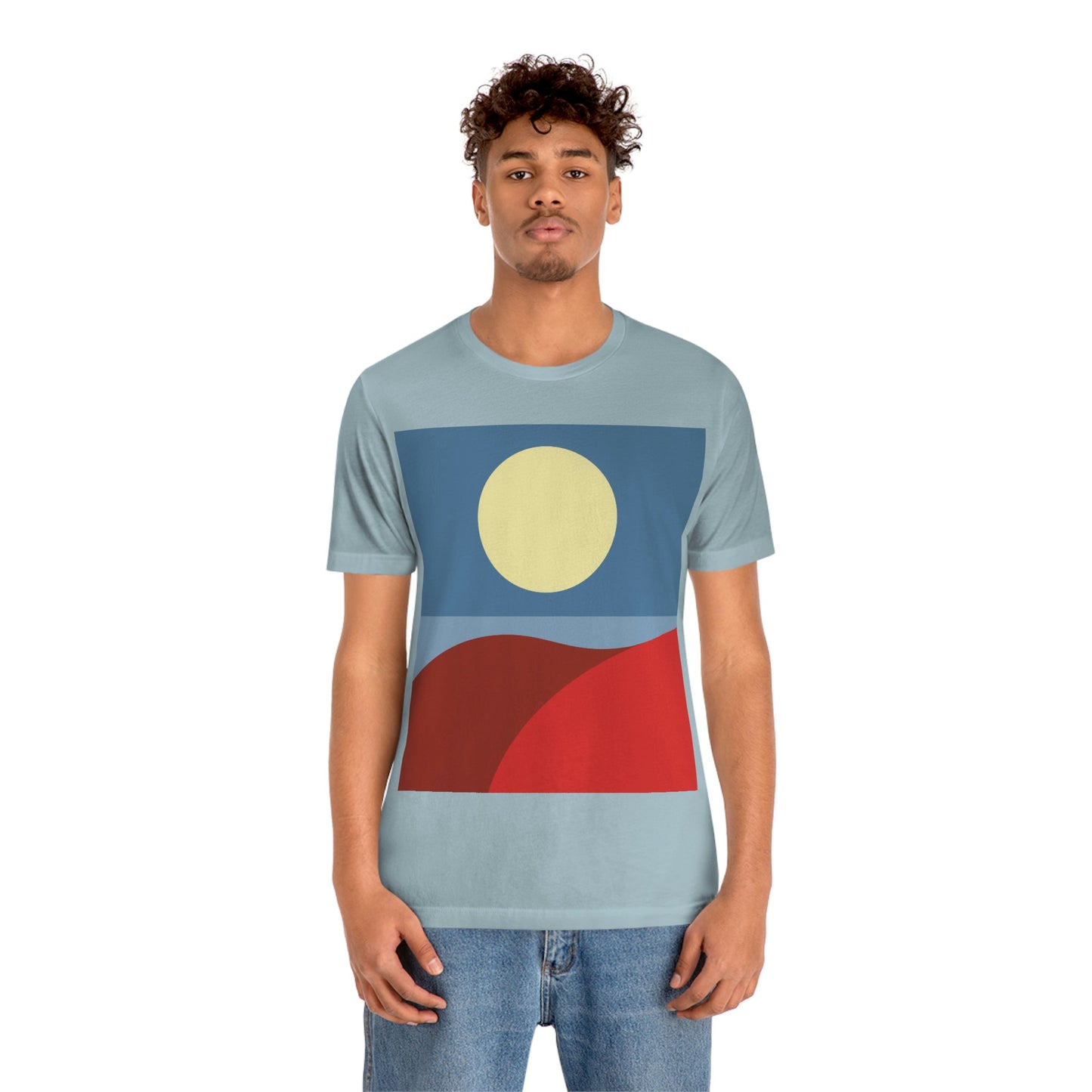 Desert Sunset Abstract Minimal Art Minimalistic Unisex Jersey Short Sleeve T-Shirt Ichaku [Perfect Gifts Selection]