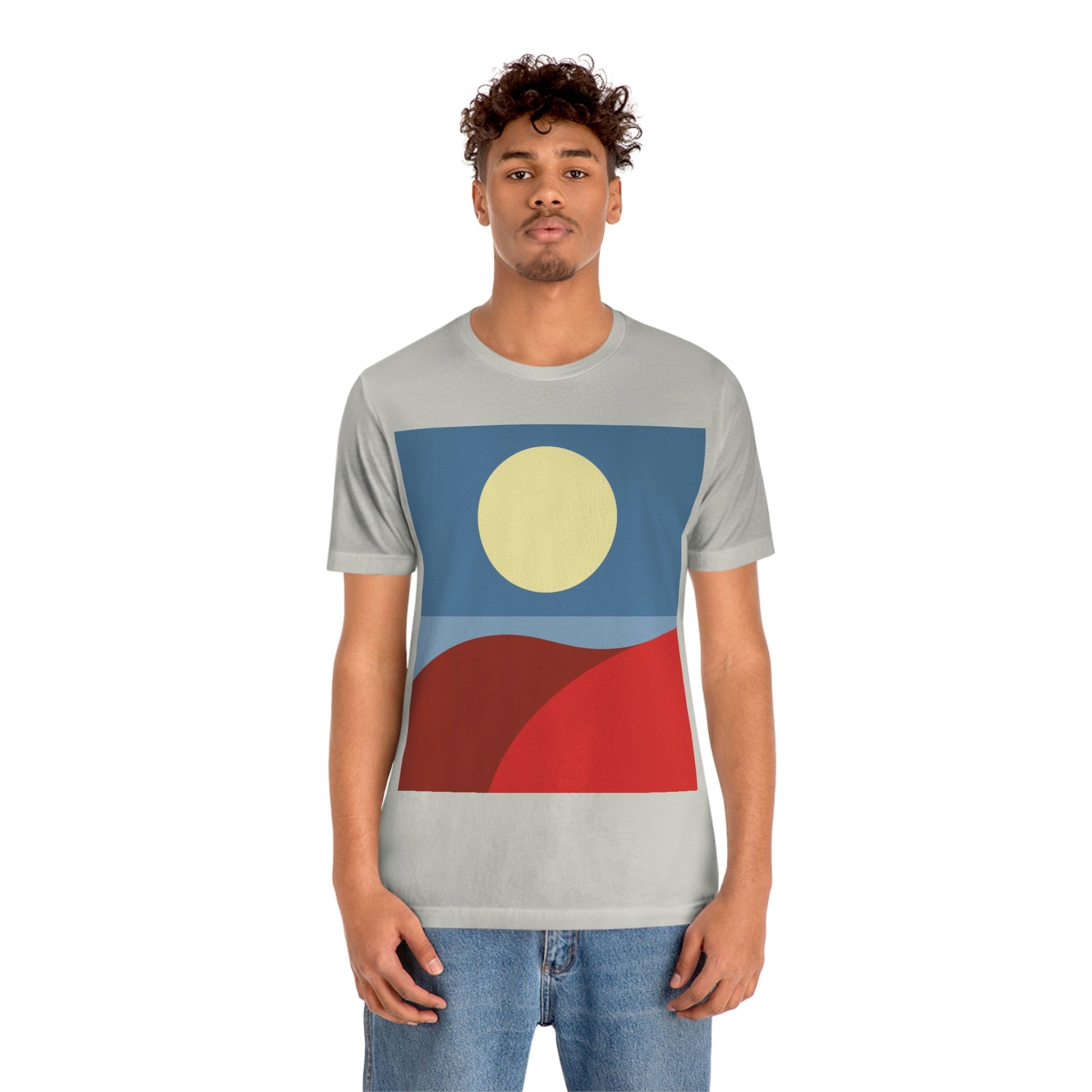 Desert Sunset Abstract Minimal Art Minimalistic Unisex Jersey Short Sleeve T-Shirt Ichaku [Perfect Gifts Selection]