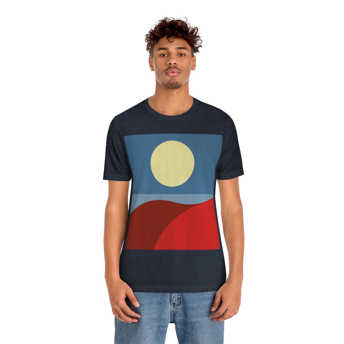 Desert Sunset Abstract Minimal Art Minimalistic Unisex Jersey Short Sleeve T-Shirt Ichaku [Perfect Gifts Selection]