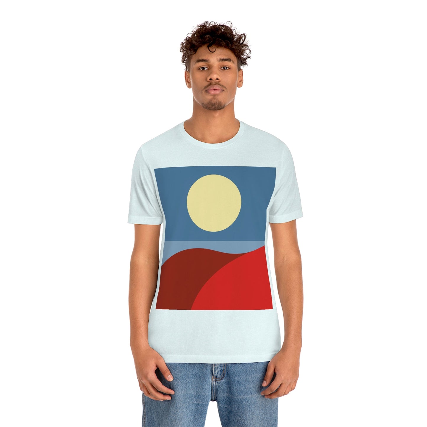 Desert Sunset Abstract Minimal Art Minimalistic Unisex Jersey Short Sleeve T-Shirt Ichaku [Perfect Gifts Selection]