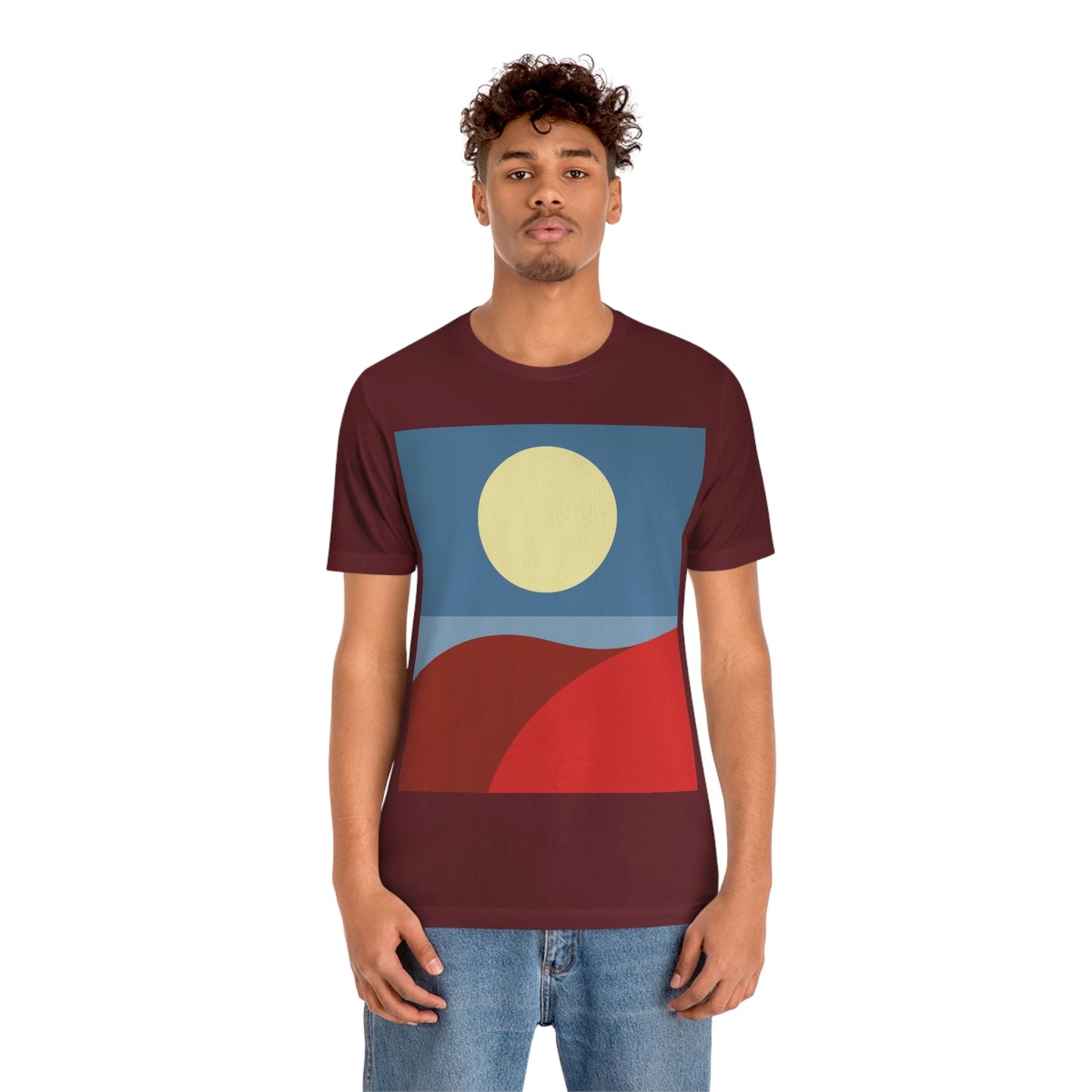 Desert Sunset Abstract Minimal Art Minimalistic Unisex Jersey Short Sleeve T-Shirt Ichaku [Perfect Gifts Selection]