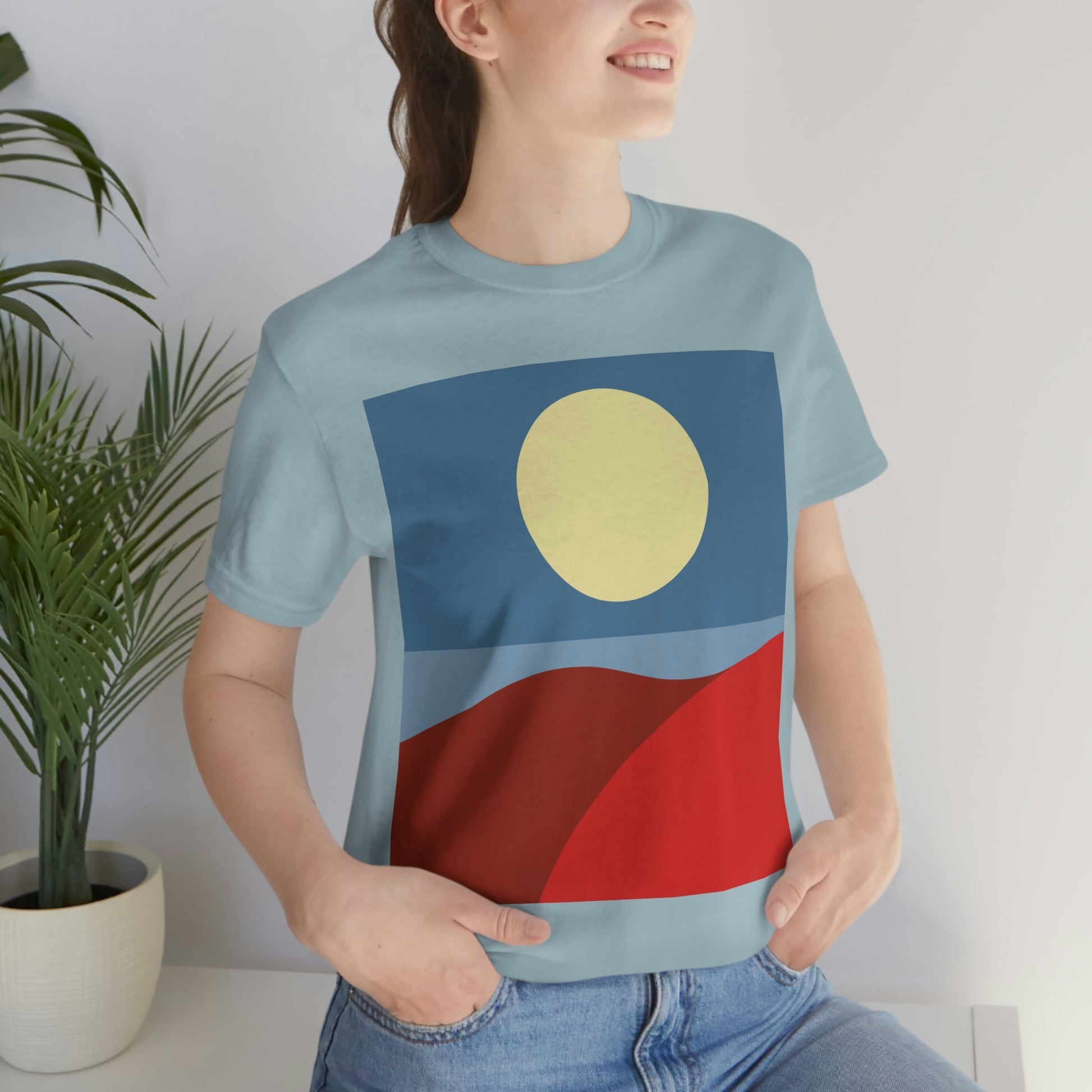 Desert Sunset Abstract Minimal Art Minimalistic Unisex Jersey Short Sleeve T-Shirt Ichaku [Perfect Gifts Selection]