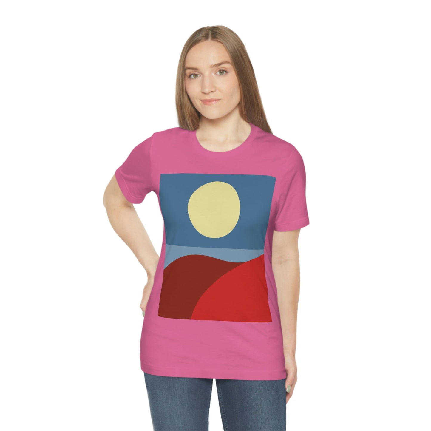 Desert Sunset Abstract Minimal Art Minimalistic Unisex Jersey Short Sleeve T-Shirt Ichaku [Perfect Gifts Selection]