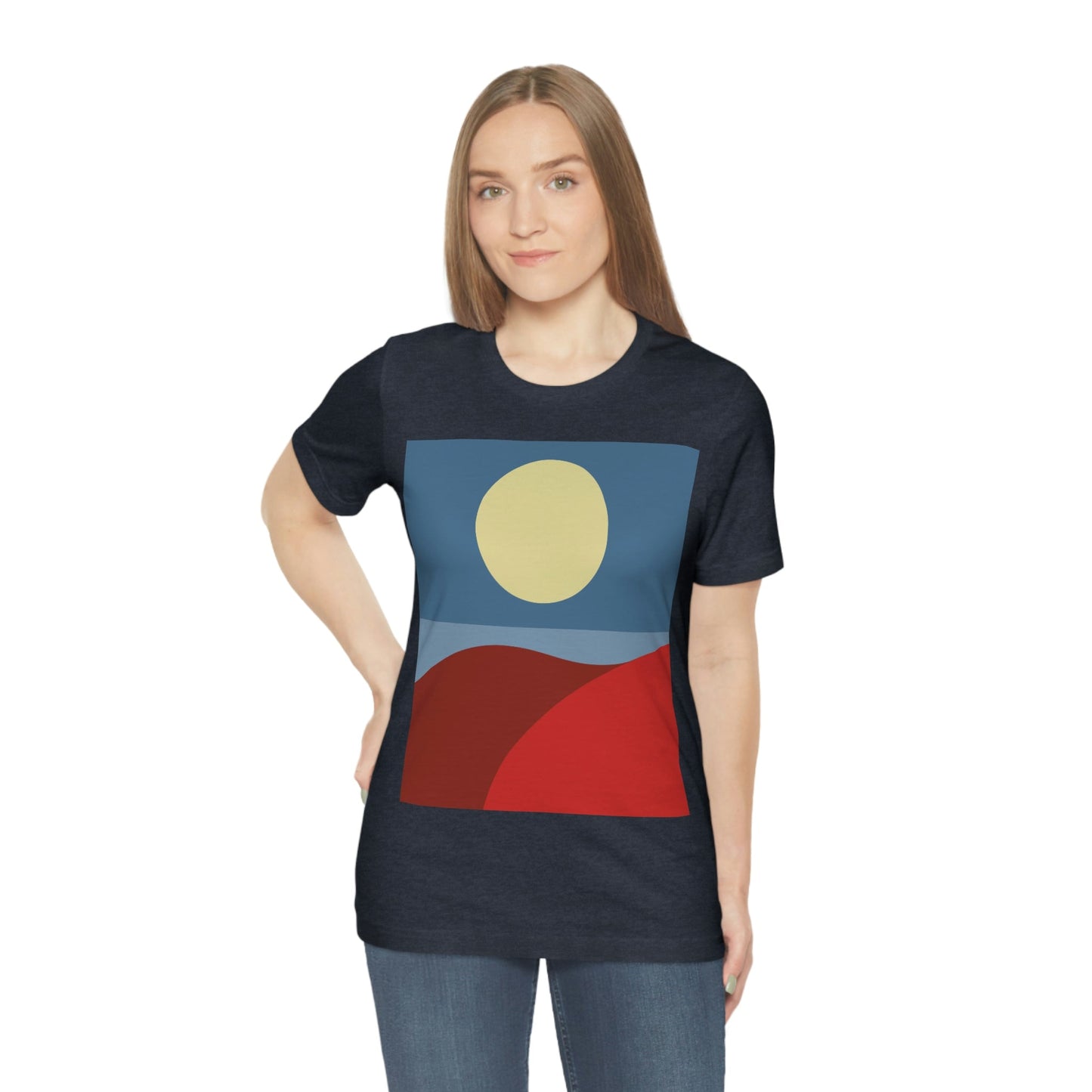 Desert Sunset Abstract Minimal Art Minimalistic Unisex Jersey Short Sleeve T-Shirt Ichaku [Perfect Gifts Selection]