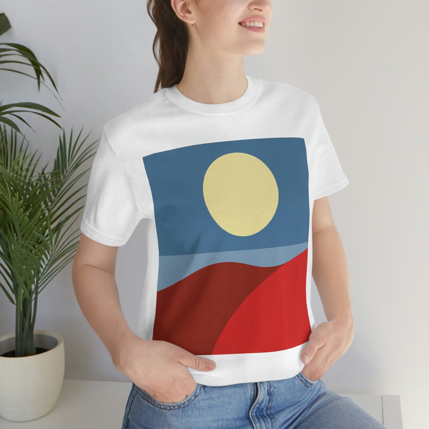 Desert Sunset Abstract Minimal Art Minimalistic Unisex Jersey Short Sleeve T-Shirt Ichaku [Perfect Gifts Selection]