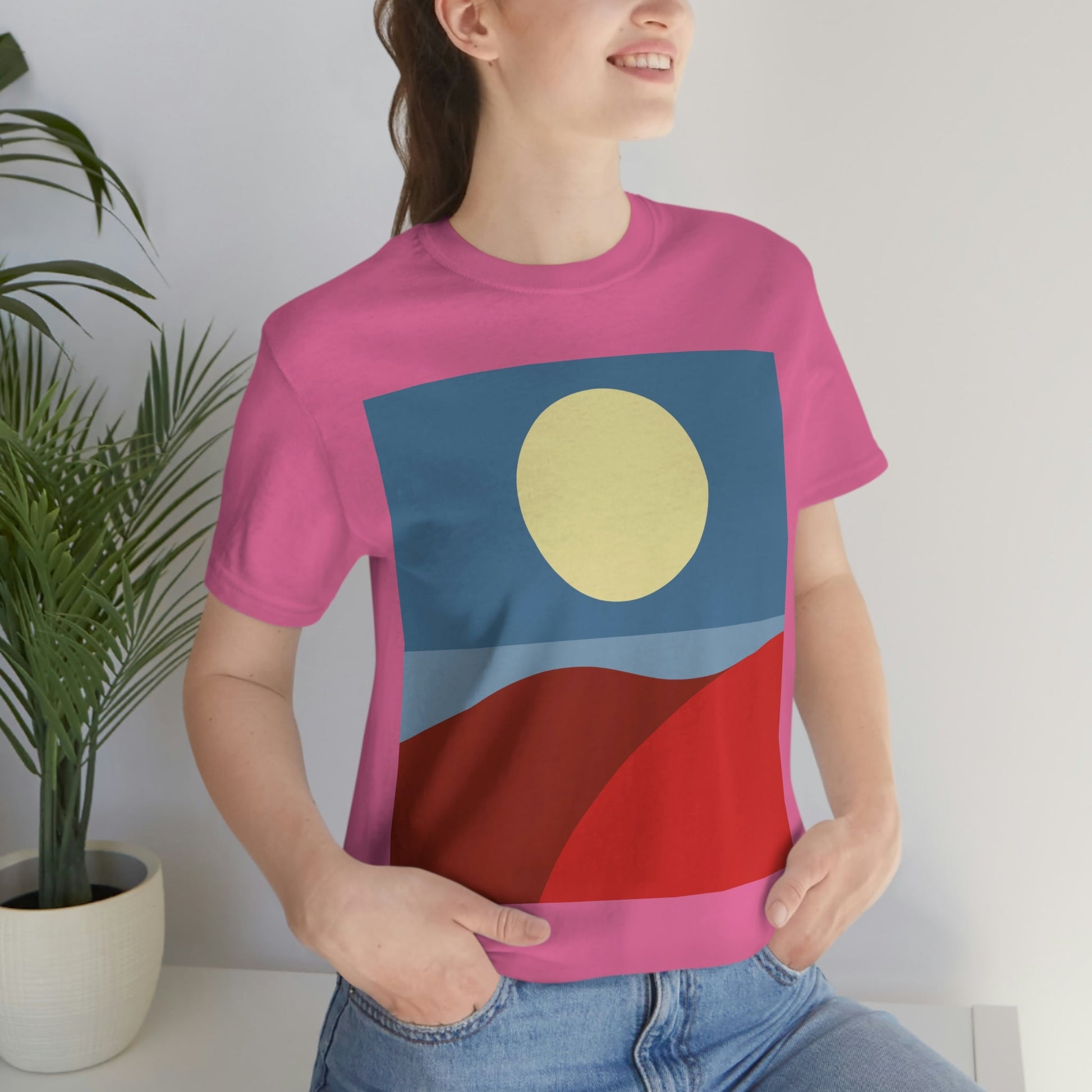 Desert Sunset Abstract Minimal Art Minimalistic Unisex Jersey Short Sleeve T-Shirt Ichaku [Perfect Gifts Selection]