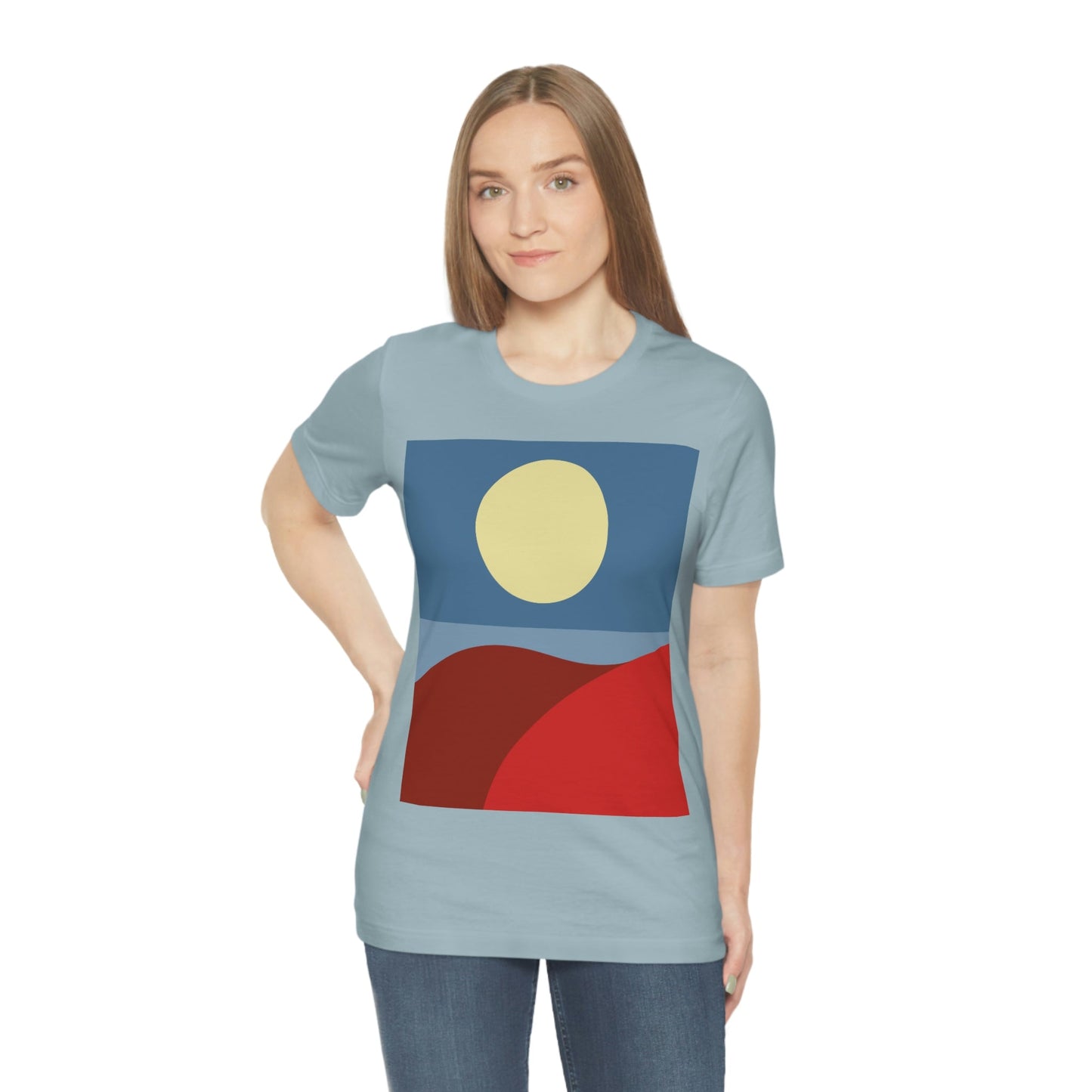 Desert Sunset Abstract Minimal Art Minimalistic Unisex Jersey Short Sleeve T-Shirt Ichaku [Perfect Gifts Selection]