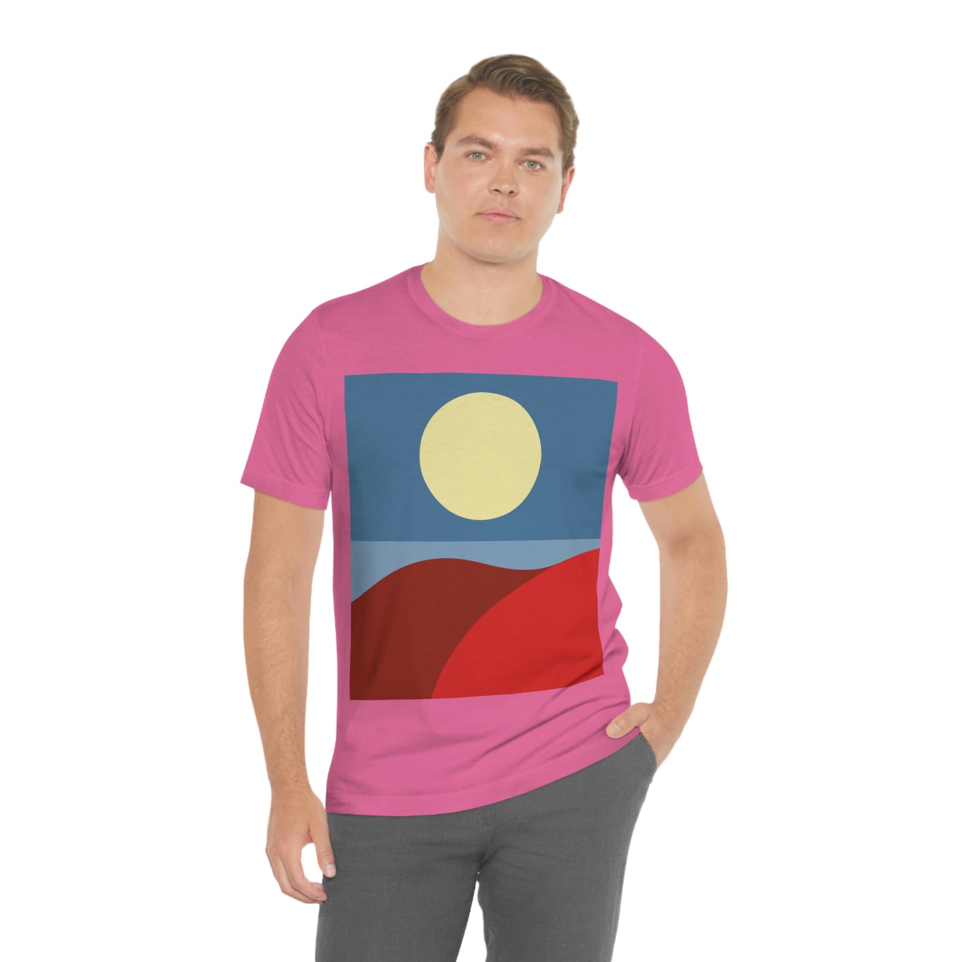 Desert Sunset Abstract Minimal Art Minimalistic Unisex Jersey Short Sleeve T-Shirt Ichaku [Perfect Gifts Selection]