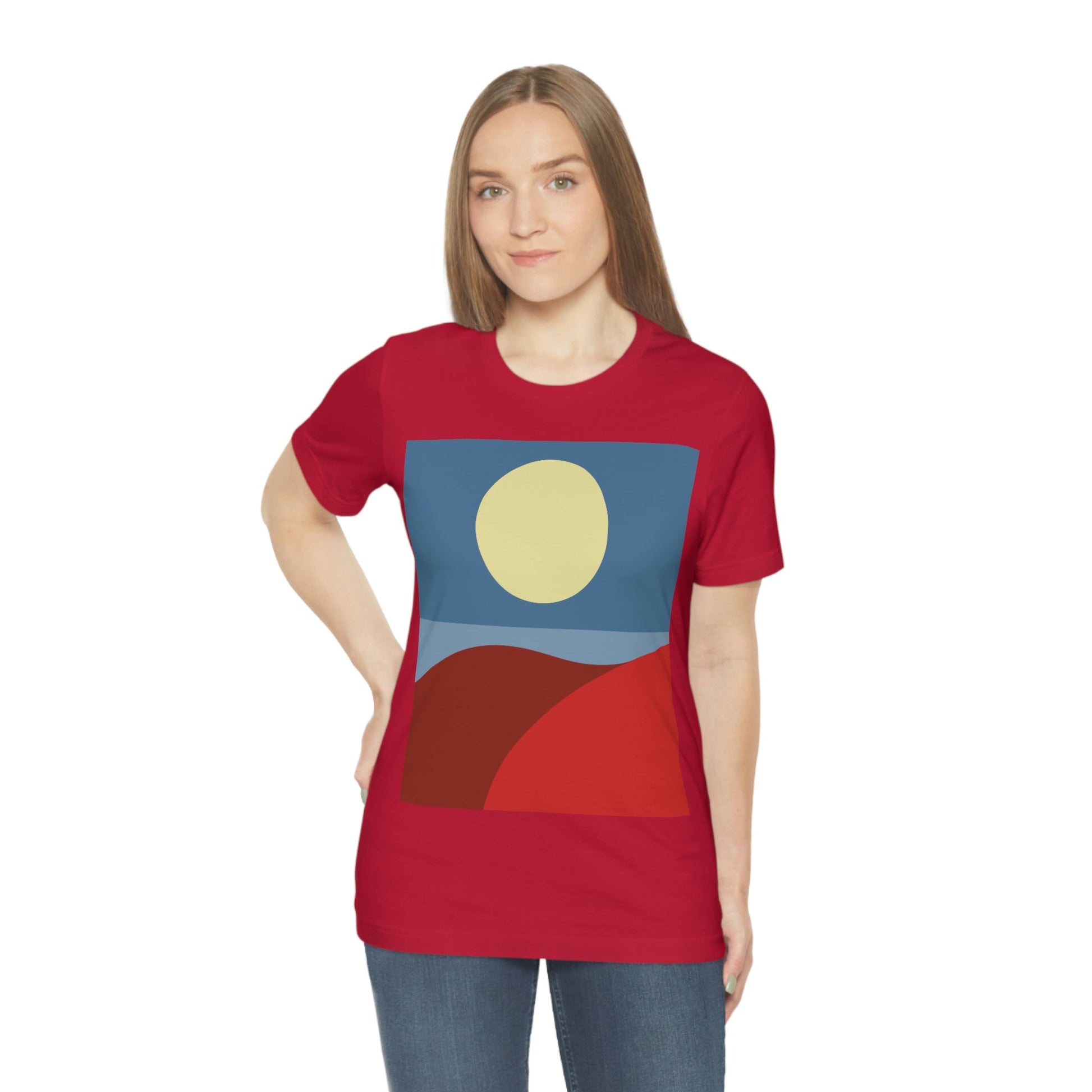 Desert Sunset Abstract Minimal Art Minimalistic Unisex Jersey Short Sleeve T-Shirt Ichaku [Perfect Gifts Selection]