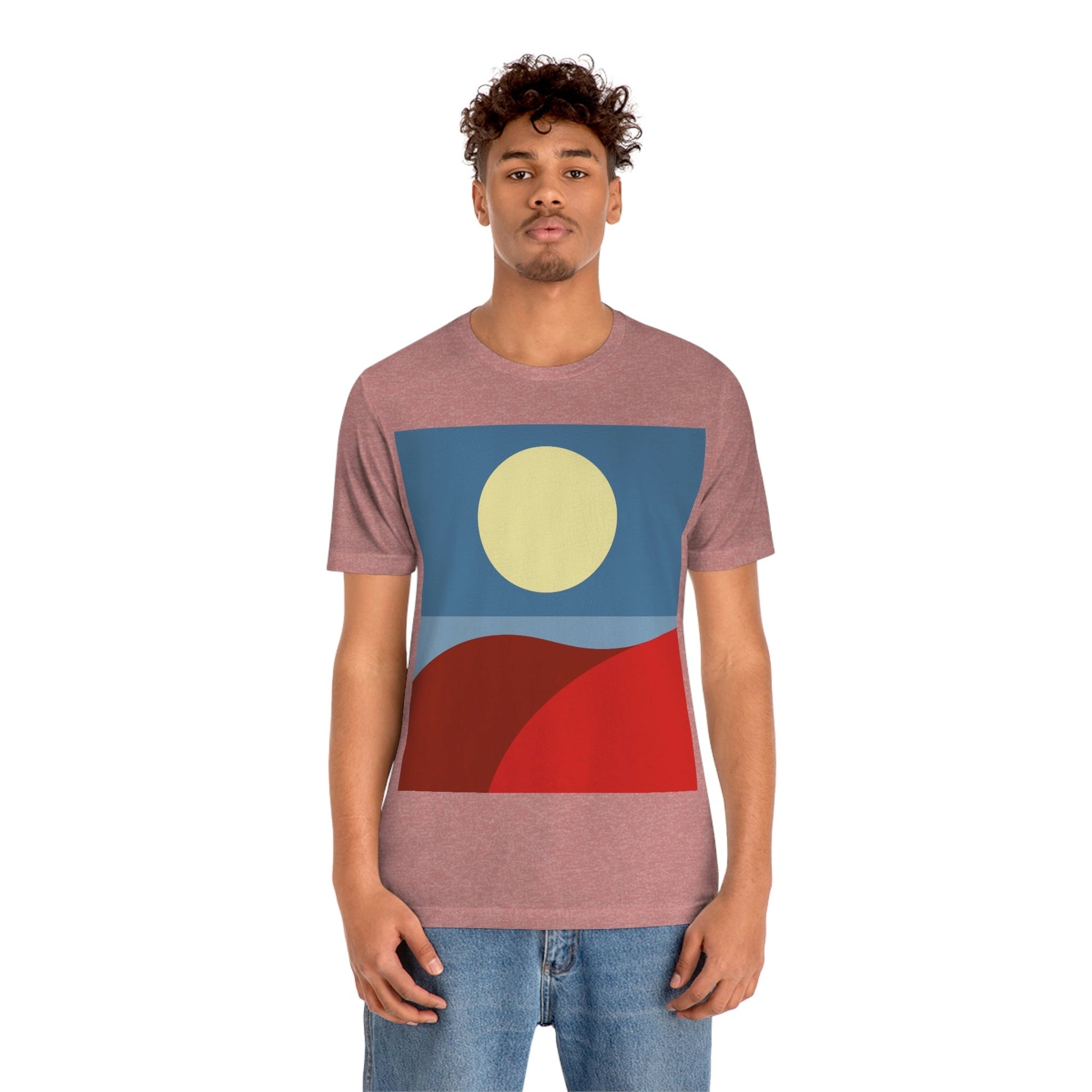 Desert Sunset Abstract Minimal Art Minimalistic Unisex Jersey Short Sleeve T-Shirt Ichaku [Perfect Gifts Selection]