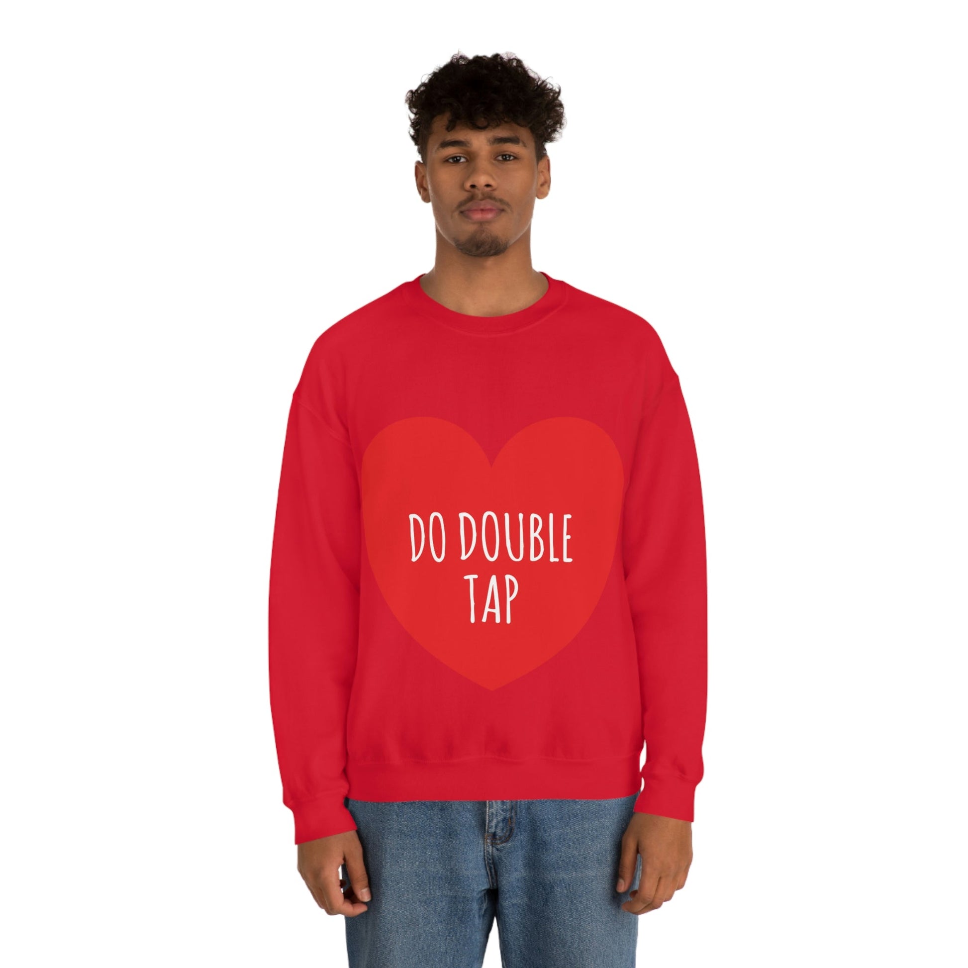 Do Double Tap Heart Romantic National Couples Day Unisex Heavy Blend™ Crewneck Sweatshirt Ichaku [Perfect Gifts Selection]