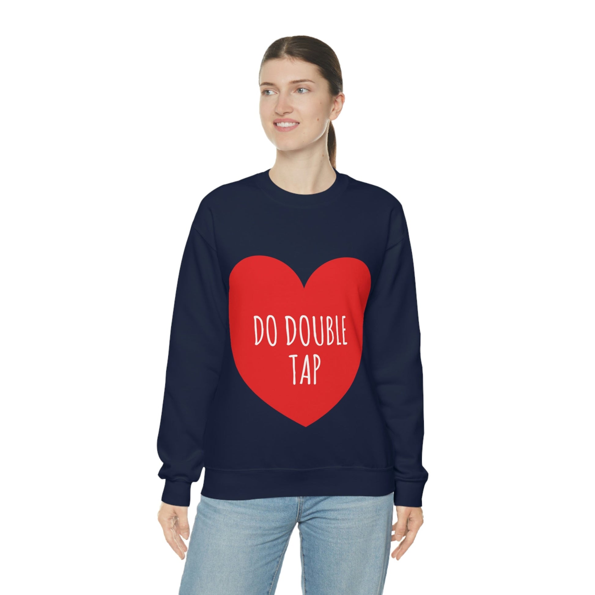 Do Double Tap Heart Romantic National Couples Day Unisex Heavy Blend™ Crewneck Sweatshirt Ichaku [Perfect Gifts Selection]