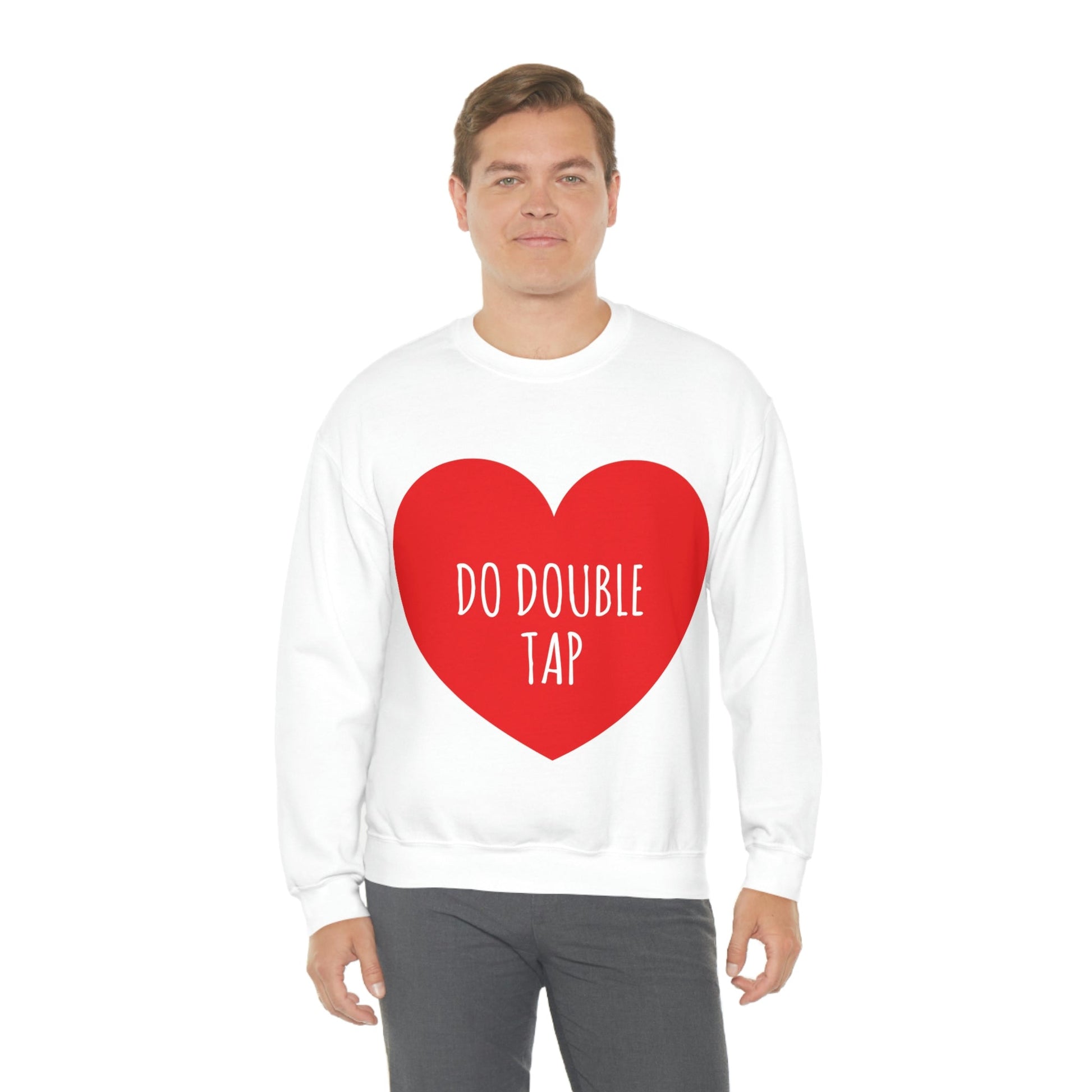 Do Double Tap Heart Romantic National Couples Day Unisex Heavy Blend™ Crewneck Sweatshirt Ichaku [Perfect Gifts Selection]