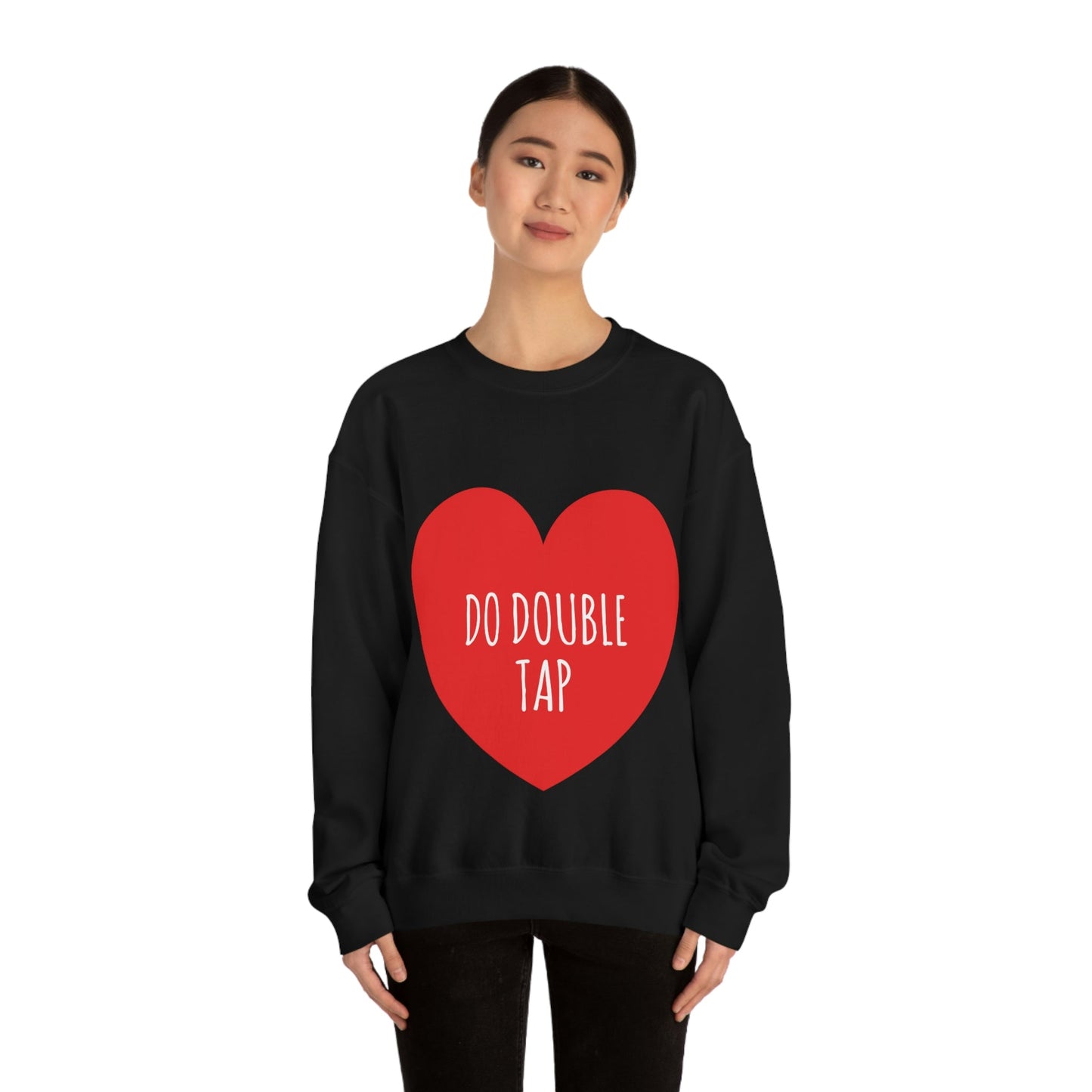 Do Double Tap Heart Romantic National Couples Day Unisex Heavy Blend™ Crewneck Sweatshirt Ichaku [Perfect Gifts Selection]