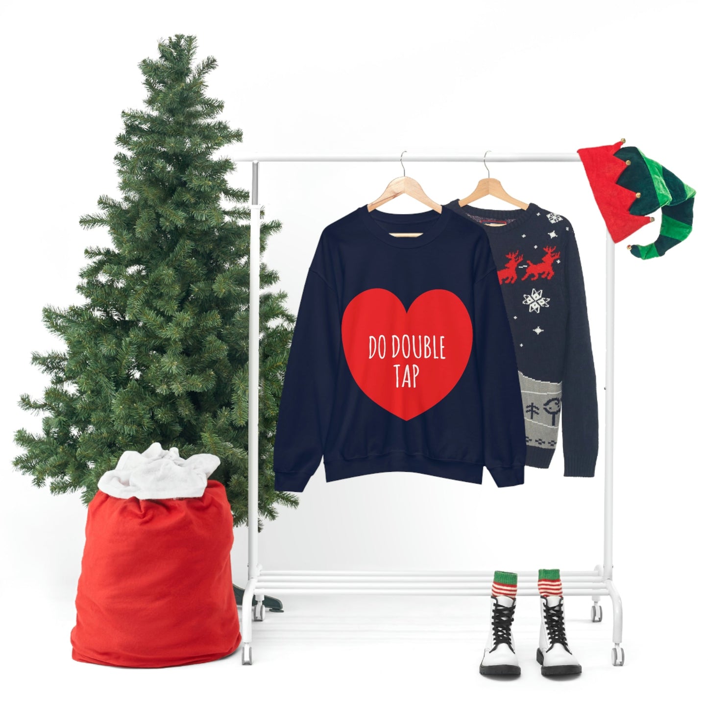 Do Double Tap Heart Romantic National Couples Day Unisex Heavy Blend™ Crewneck Sweatshirt Ichaku [Perfect Gifts Selection]