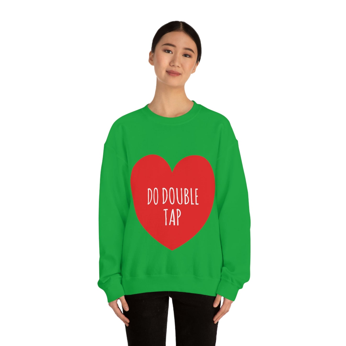 Do Double Tap Heart Romantic National Couples Day Unisex Heavy Blend™ Crewneck Sweatshirt Ichaku [Perfect Gifts Selection]