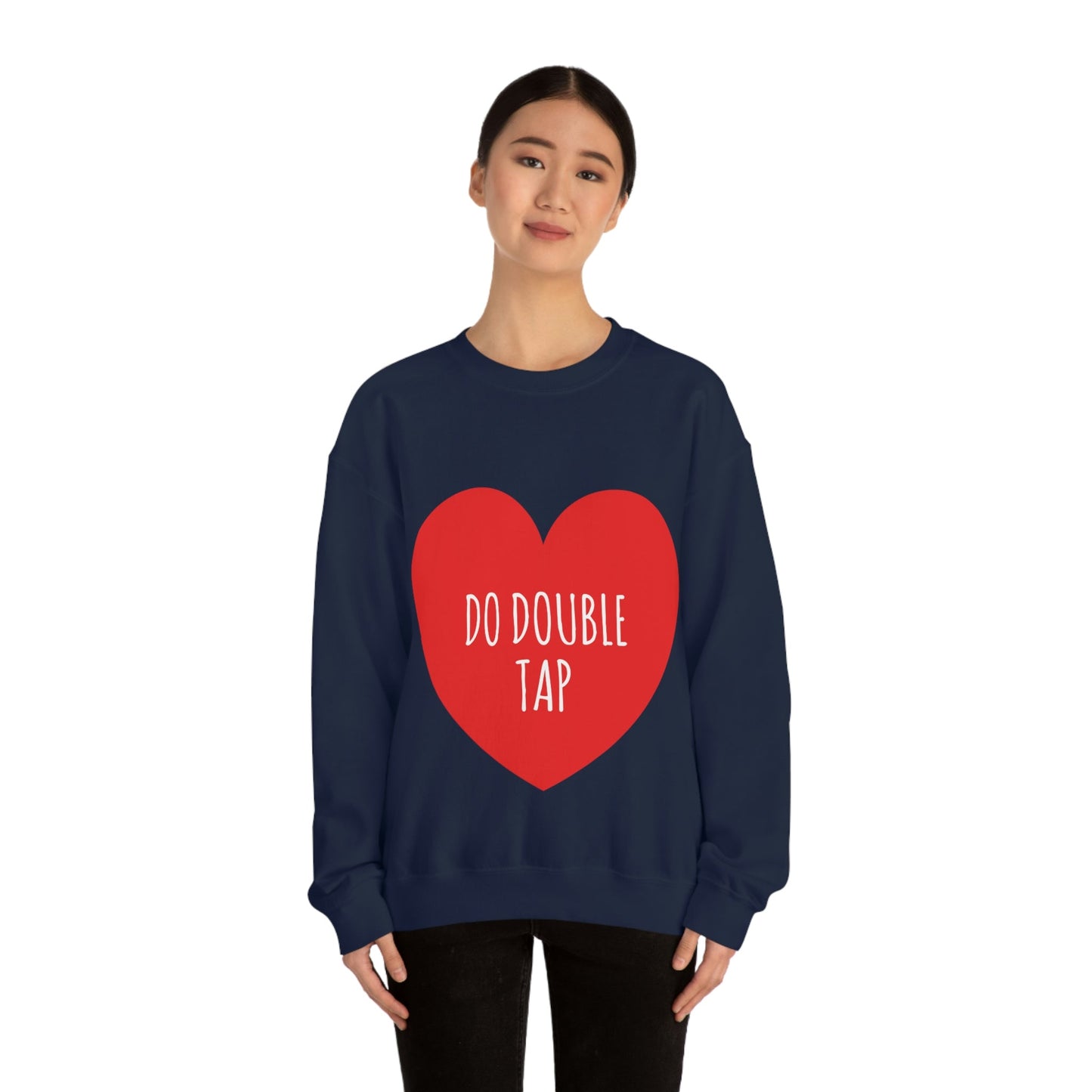 Do Double Tap Heart Romantic National Couples Day Unisex Heavy Blend™ Crewneck Sweatshirt Ichaku [Perfect Gifts Selection]