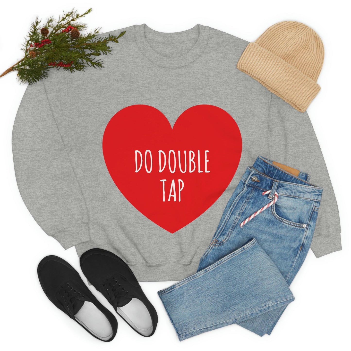 Do Double Tap Heart Romantic National Couples Day Unisex Heavy Blend™ Crewneck Sweatshirt Ichaku [Perfect Gifts Selection]