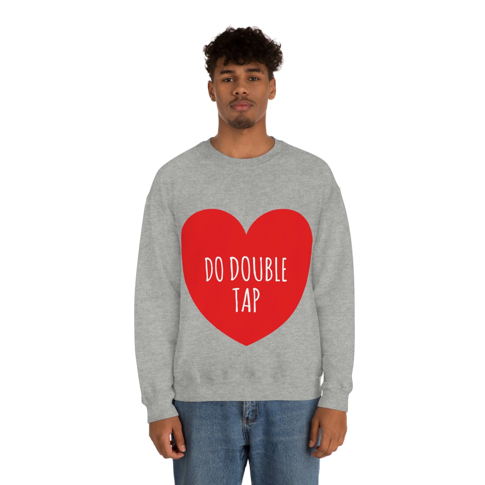 Do Double Tap Heart Romantic National Couples Day Unisex Heavy Blend™ Crewneck Sweatshirt Ichaku [Perfect Gifts Selection]