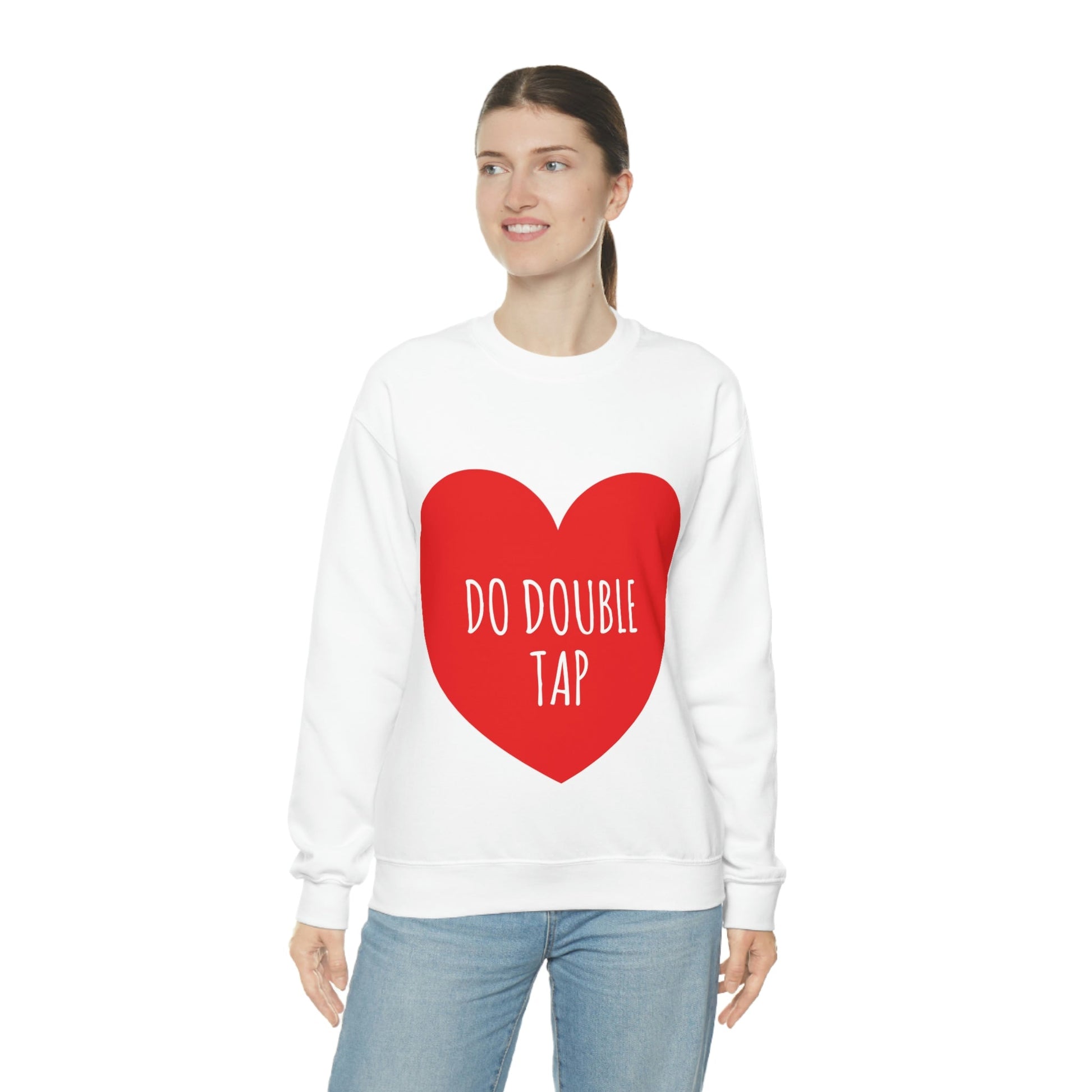 Do Double Tap Heart Romantic National Couples Day Unisex Heavy Blend™ Crewneck Sweatshirt Ichaku [Perfect Gifts Selection]