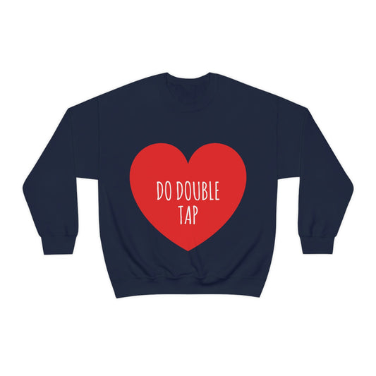 Do Double Tap Heart Romantic National Couples Day Unisex Heavy Blend™ Crewneck Sweatshirt Ichaku [Perfect Gifts Selection]