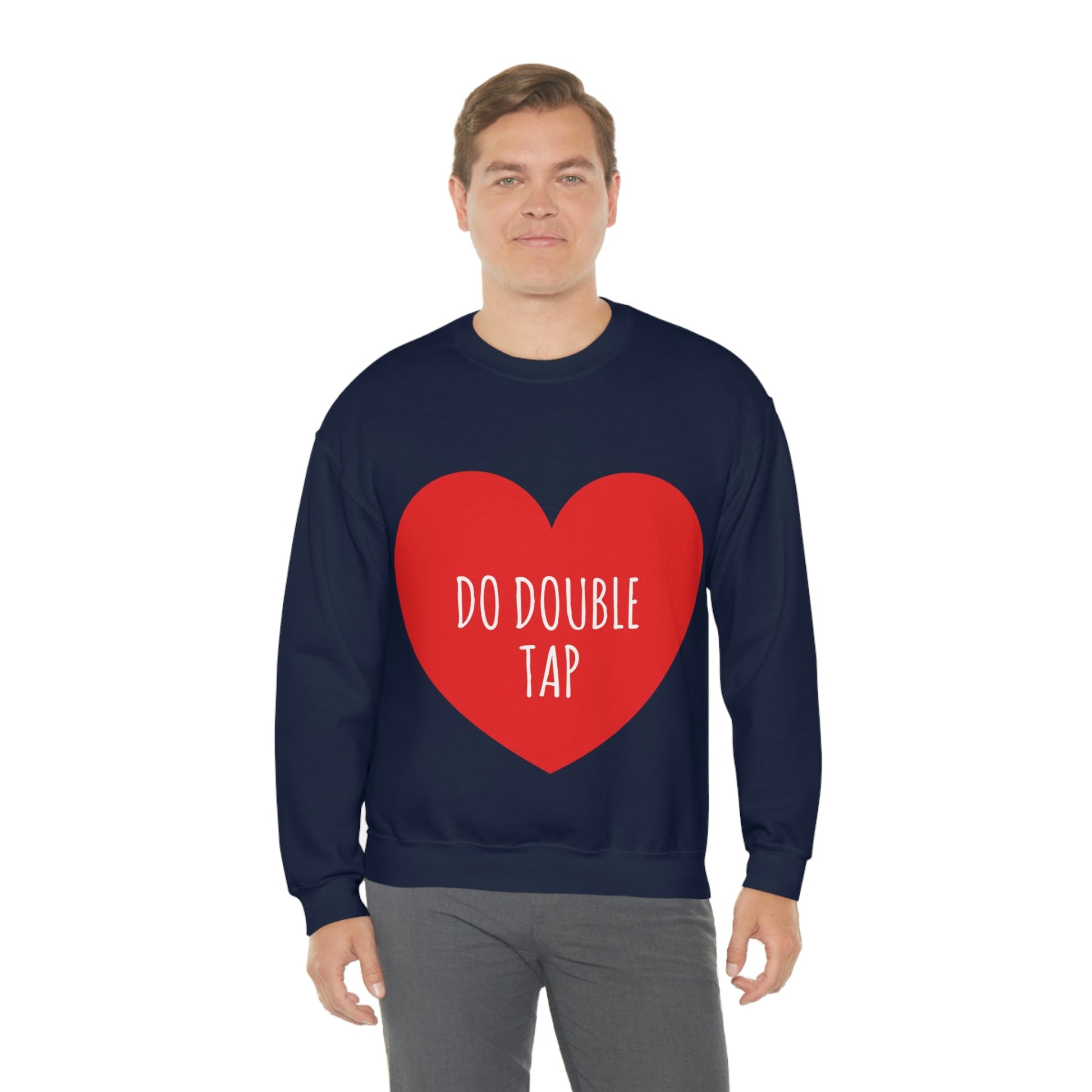 Do Double Tap Heart Romantic National Couples Day Unisex Heavy Blend™ Crewneck Sweatshirt Ichaku [Perfect Gifts Selection]