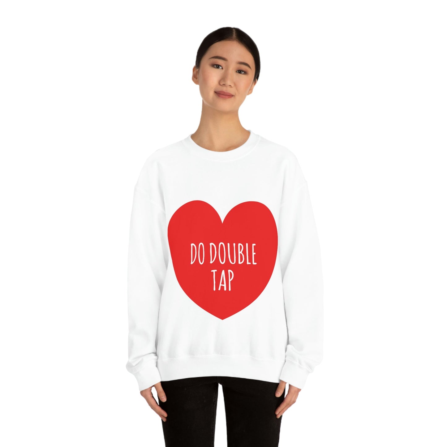 Do Double Tap Heart Romantic National Couples Day Unisex Heavy Blend™ Crewneck Sweatshirt Ichaku [Perfect Gifts Selection]