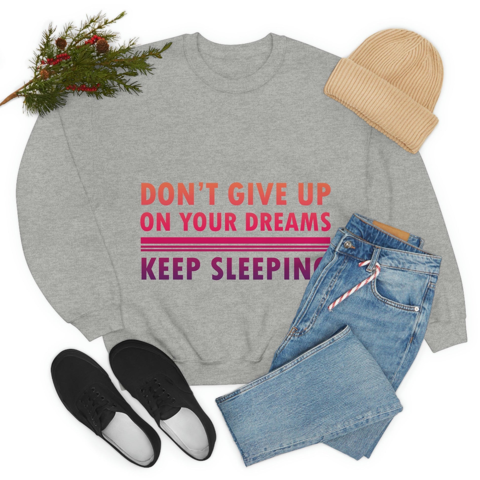 Do Not Give Up on Your Dreams Keep Sleeping Unisex Heavy Blend™ Crewneck Sweatshirt Ichaku [Perfect Gifts Selection]