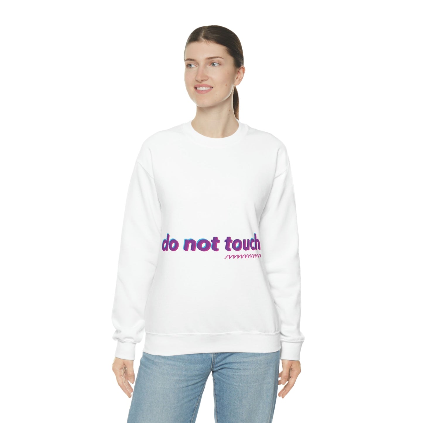 Do Not Touch Funny Humor Slogans Sayings Unisex Heavy Blend™ Crewneck Sweatshirt Ichaku [Perfect Gifts Selection]