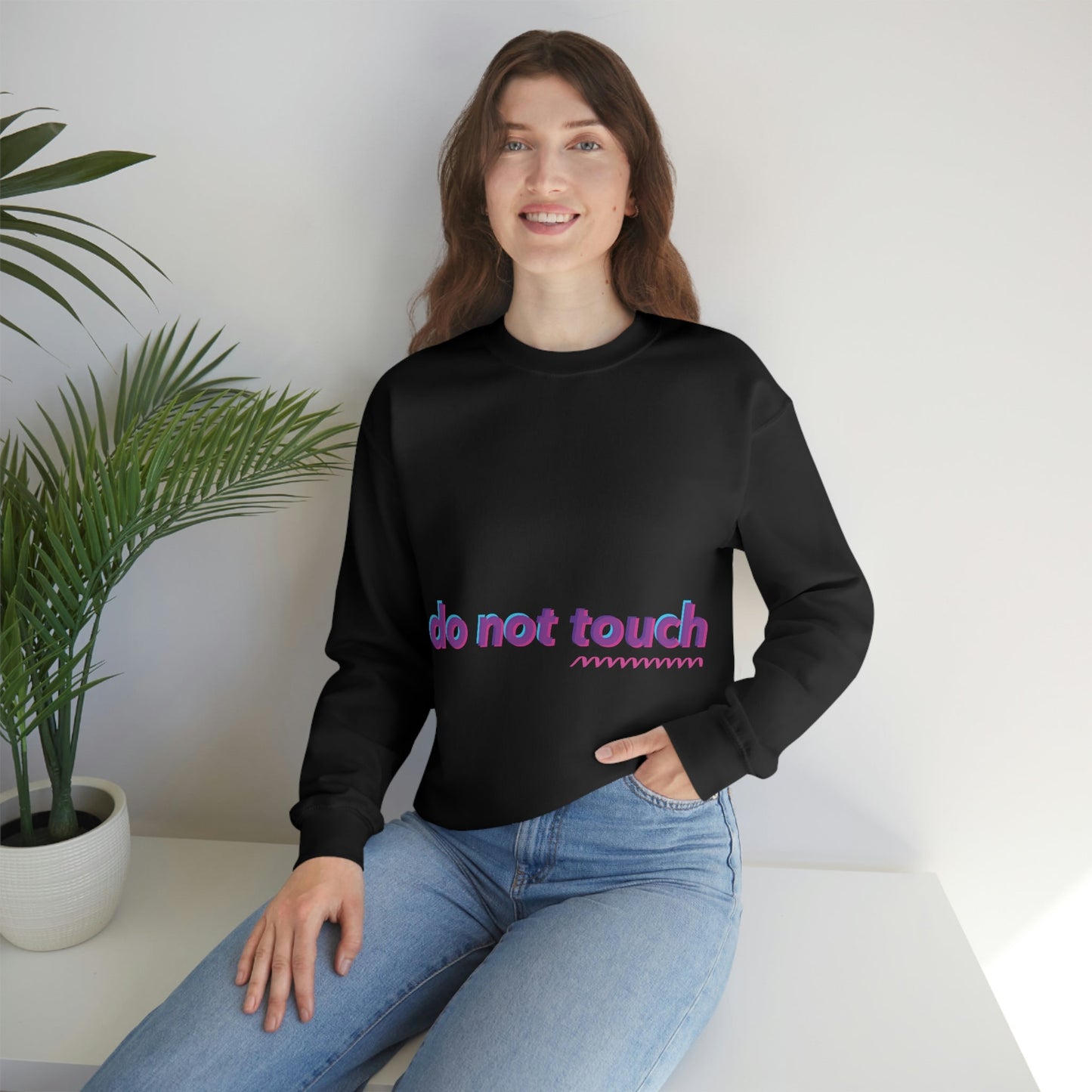 Do Not Touch Funny Humor Slogans Sayings Unisex Heavy Blend™ Crewneck Sweatshirt Ichaku [Perfect Gifts Selection]