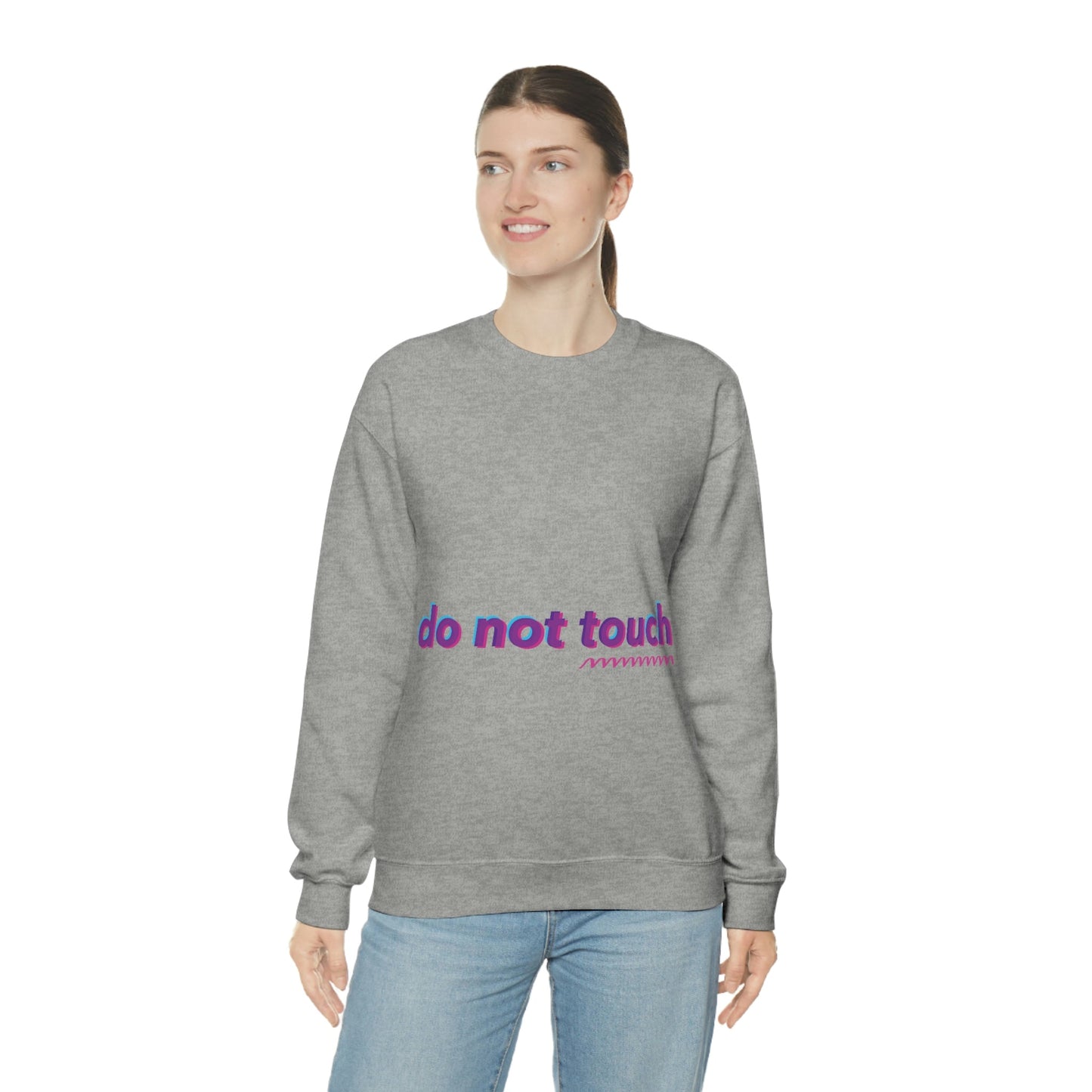 Do Not Touch Funny Humor Slogans Sayings Unisex Heavy Blend™ Crewneck Sweatshirt Ichaku [Perfect Gifts Selection]