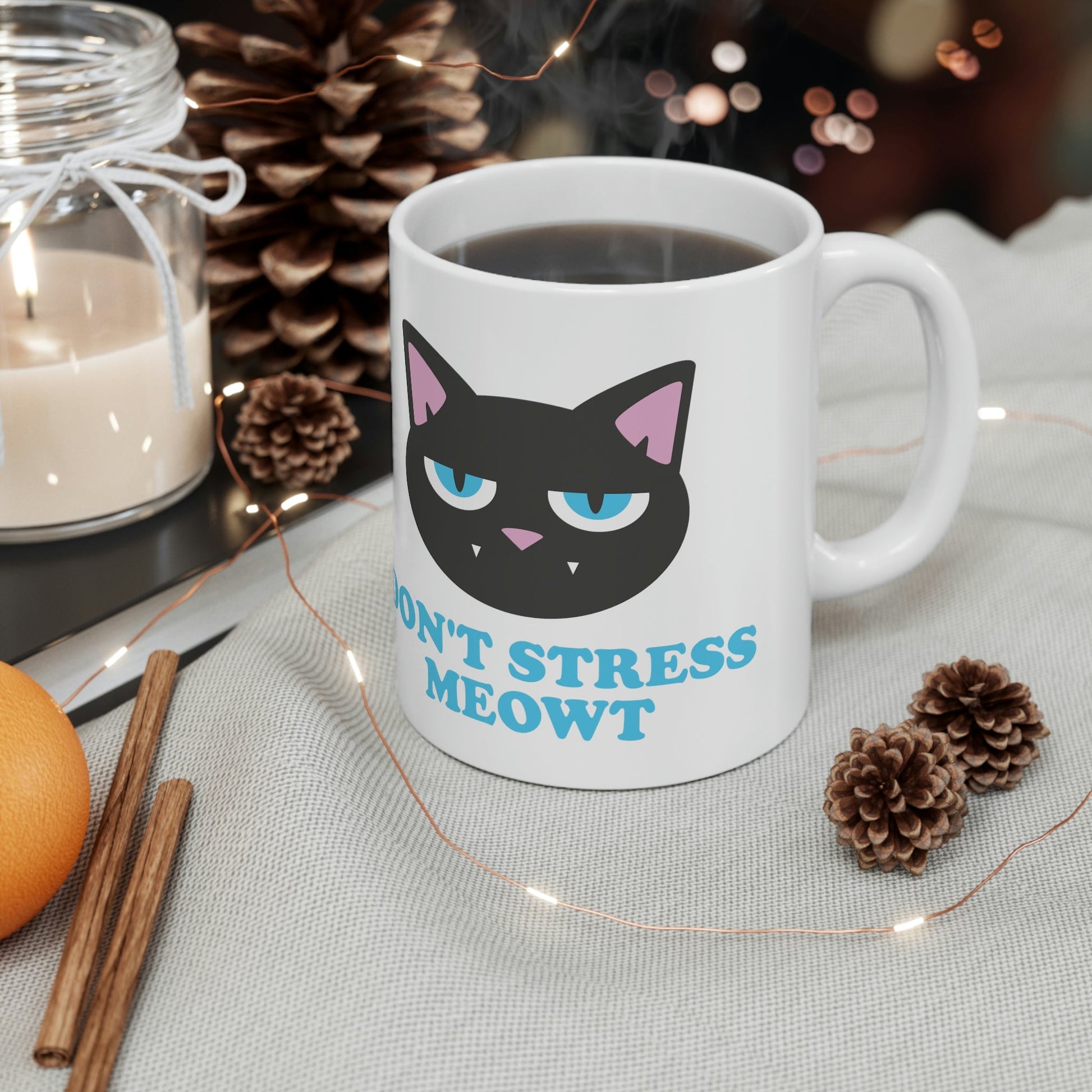 Don't Stress Meowt Funny Cat Meme Quotes Ceramic Mug 11oz Ichaku [Perfect Gifts Selection]