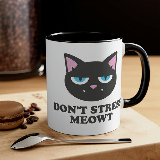 Don't Stress Meowt Funny Cat Meme Quotes Classic Accent Coffee Mug 11oz Ichaku [Perfect Gifts Selection]