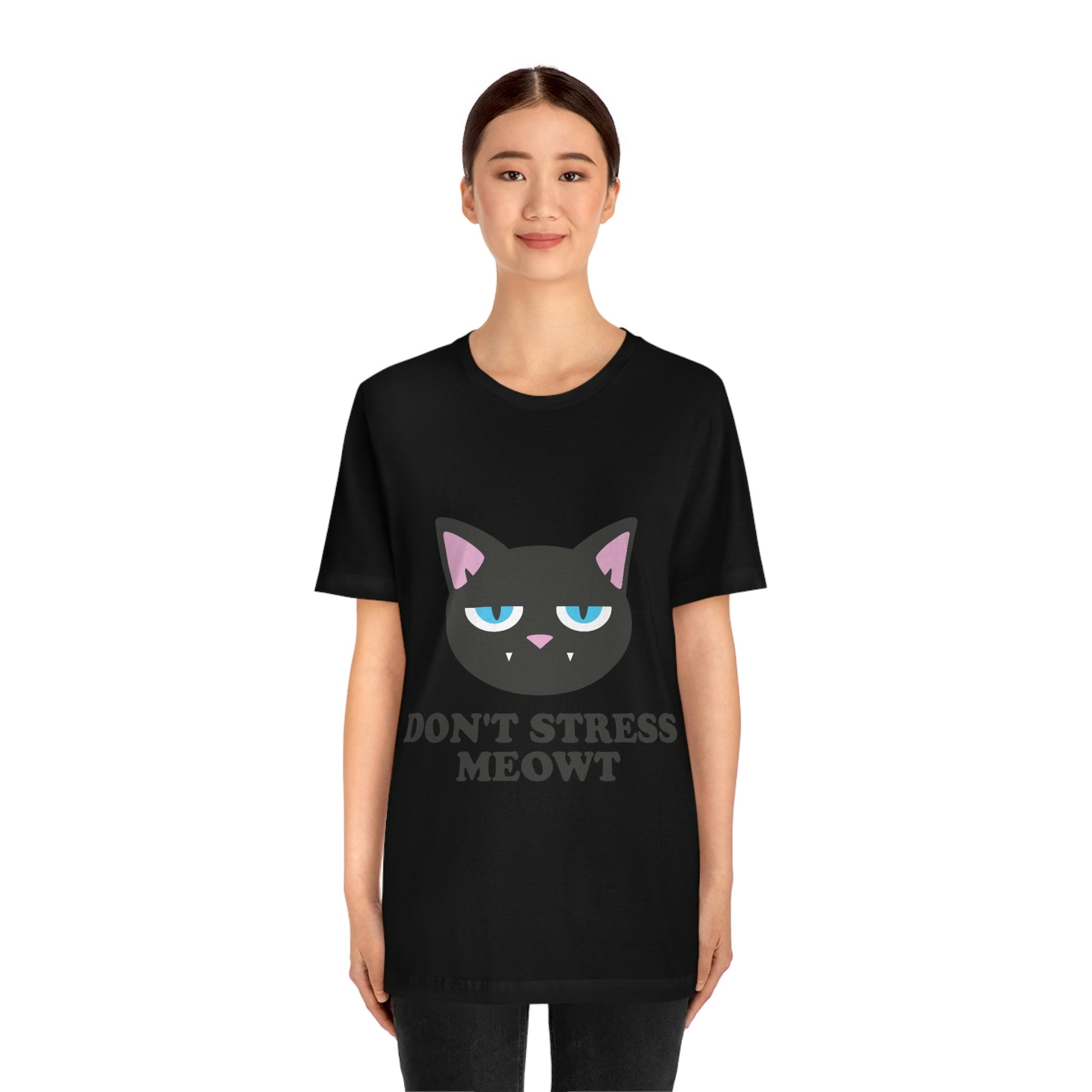 Don't Stress Meowt Funny Cat Meme Quotes Unisex Jersey Short Sleeve T-Shirt Ichaku [Perfect Gifts Selection]