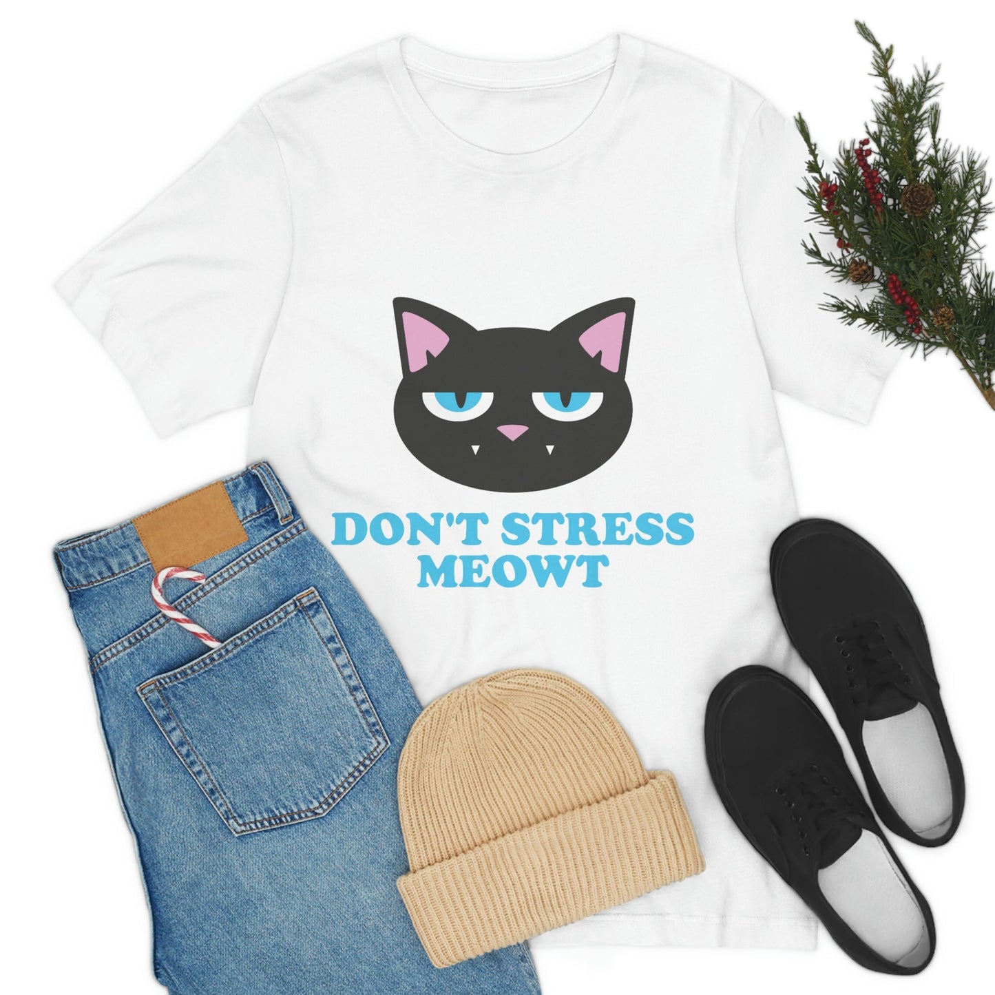 Don't Stress Meowt Funny Cat Meme Quotes Unisex Jersey Short Sleeve T-Shirt Ichaku [Perfect Gifts Selection]