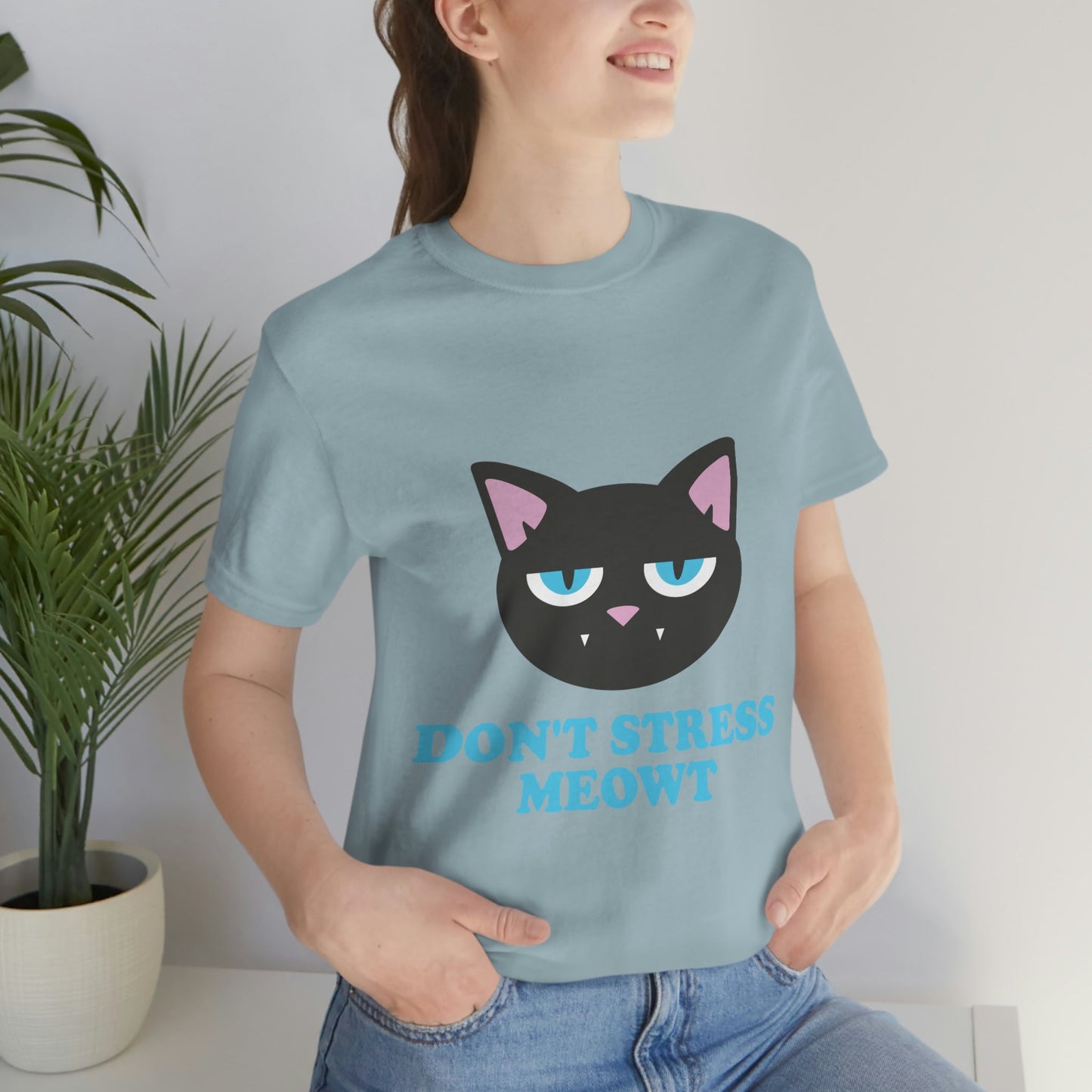 Don't Stress Meowt Funny Cat Meme Quotes Unisex Jersey Short Sleeve T-Shirt Ichaku [Perfect Gifts Selection]