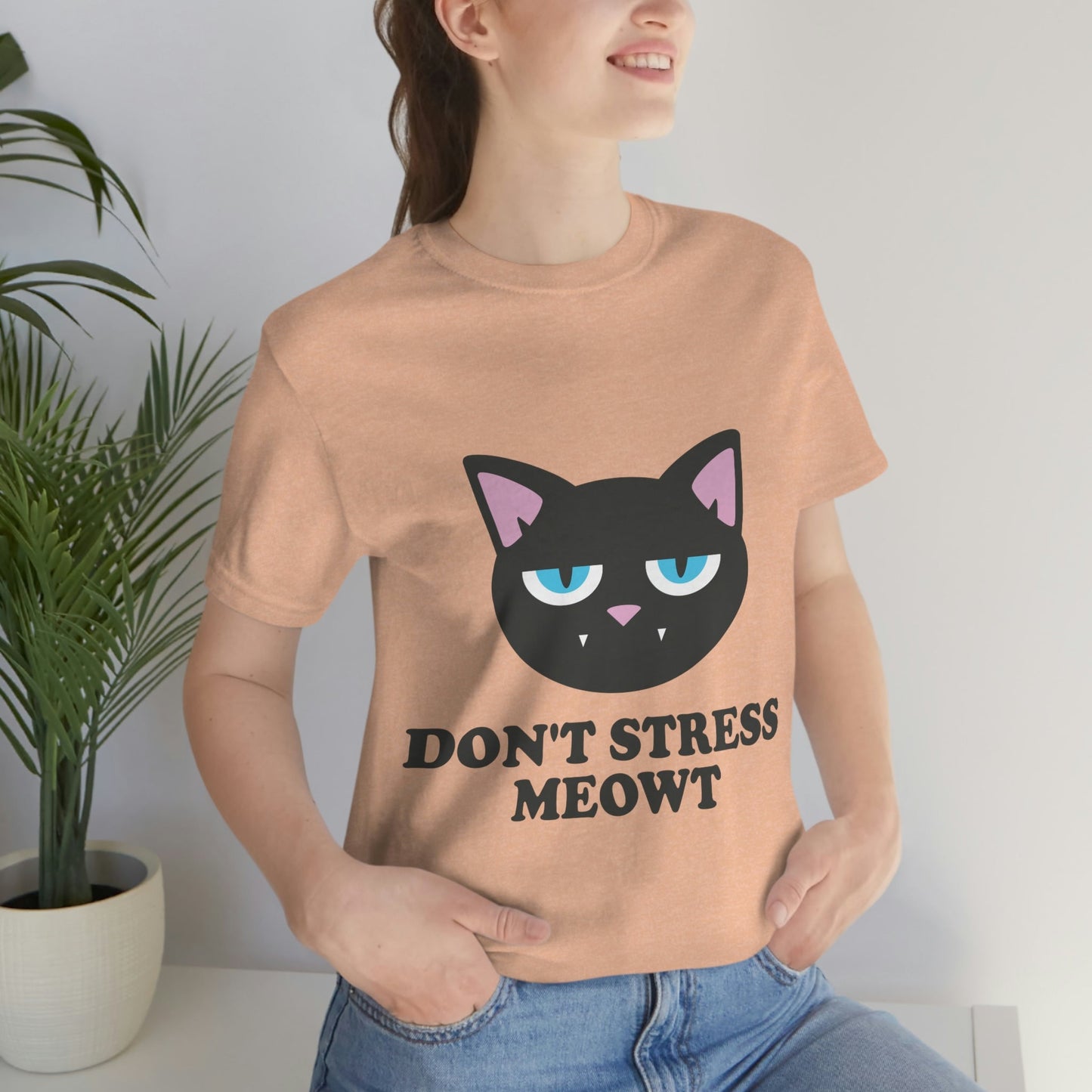 Don't Stress Meowt Funny Cat Meme Quotes Unisex Jersey Short Sleeve T-Shirt Ichaku [Perfect Gifts Selection]