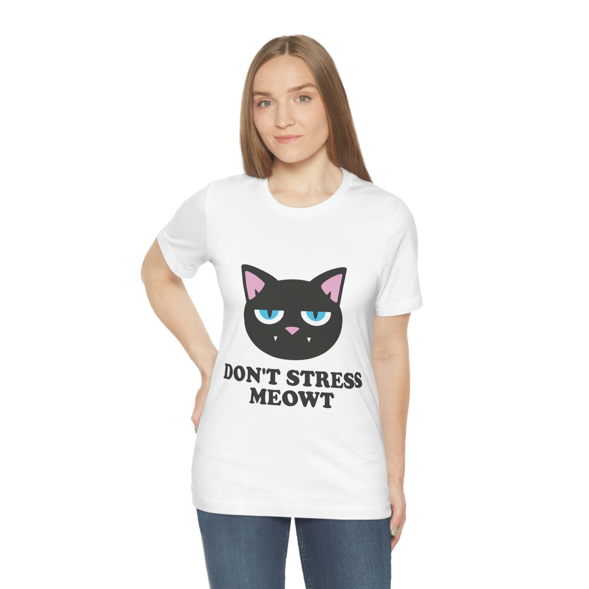 Don't Stress Meowt Funny Cat Meme Quotes Unisex Jersey Short Sleeve T-Shirt Ichaku [Perfect Gifts Selection]