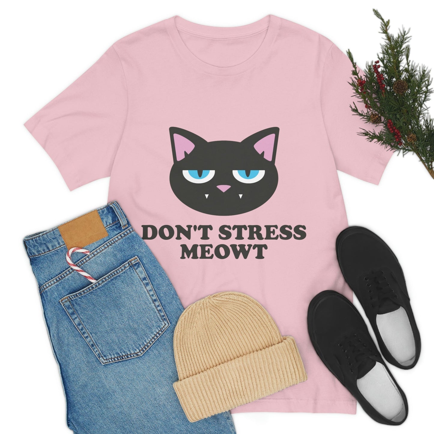 Don't Stress Meowt Funny Cat Meme Quotes Unisex Jersey Short Sleeve T-Shirt Ichaku [Perfect Gifts Selection]