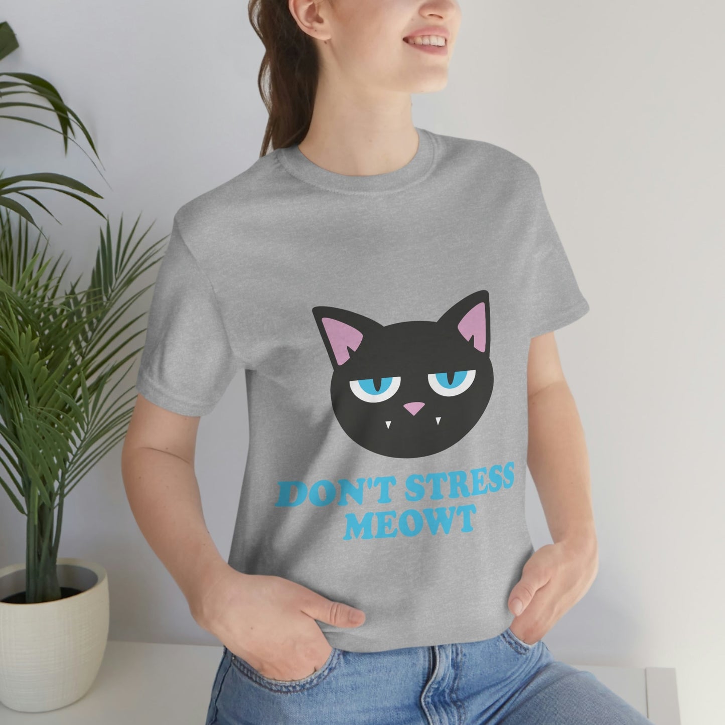 Don't Stress Meowt Funny Cat Meme Quotes Unisex Jersey Short Sleeve T-Shirt Ichaku [Perfect Gifts Selection]