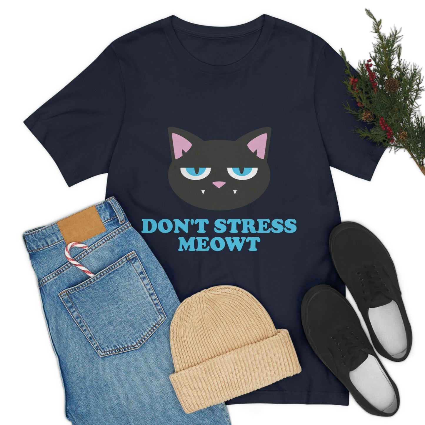 Don't Stress Meowt Funny Cat Meme Quotes Unisex Jersey Short Sleeve T-Shirt Ichaku [Perfect Gifts Selection]