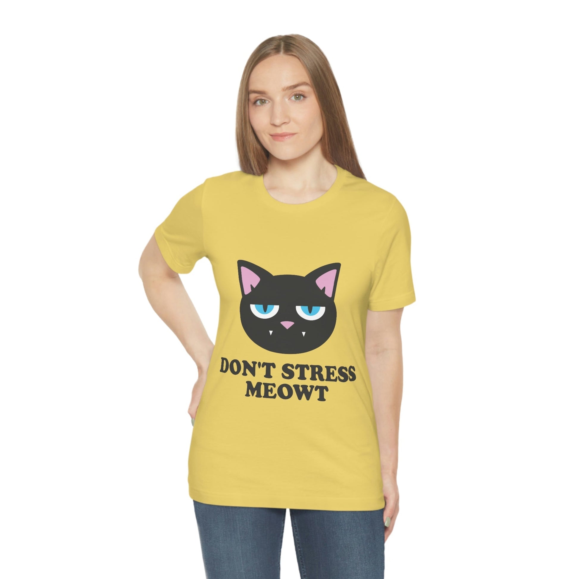 Don't Stress Meowt Funny Cat Meme Quotes Unisex Jersey Short Sleeve T-Shirt Ichaku [Perfect Gifts Selection]